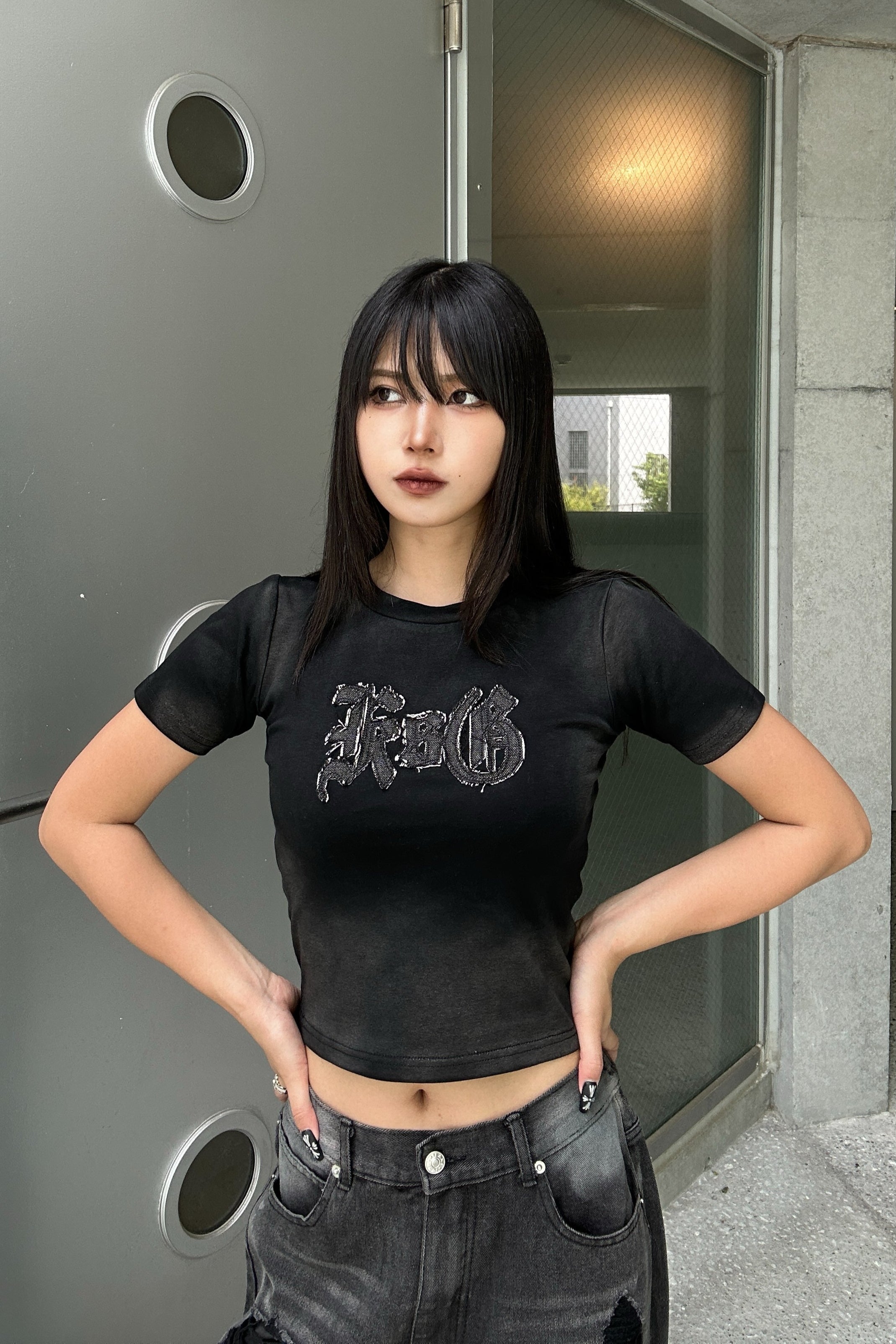 ダメージロゴクロップドTシャツ KSG20932
