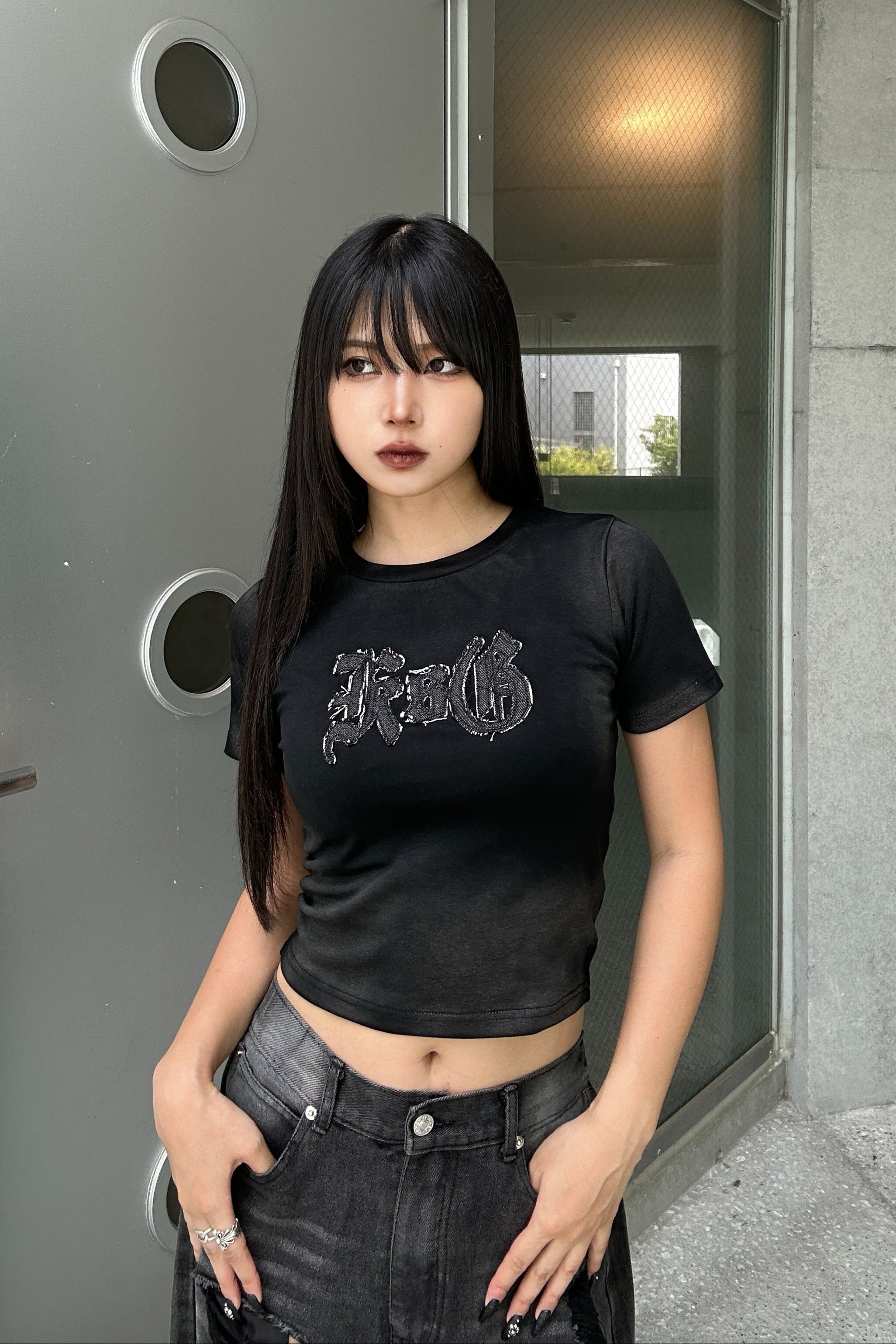 ダメージロゴクロップドTシャツ KSG20932