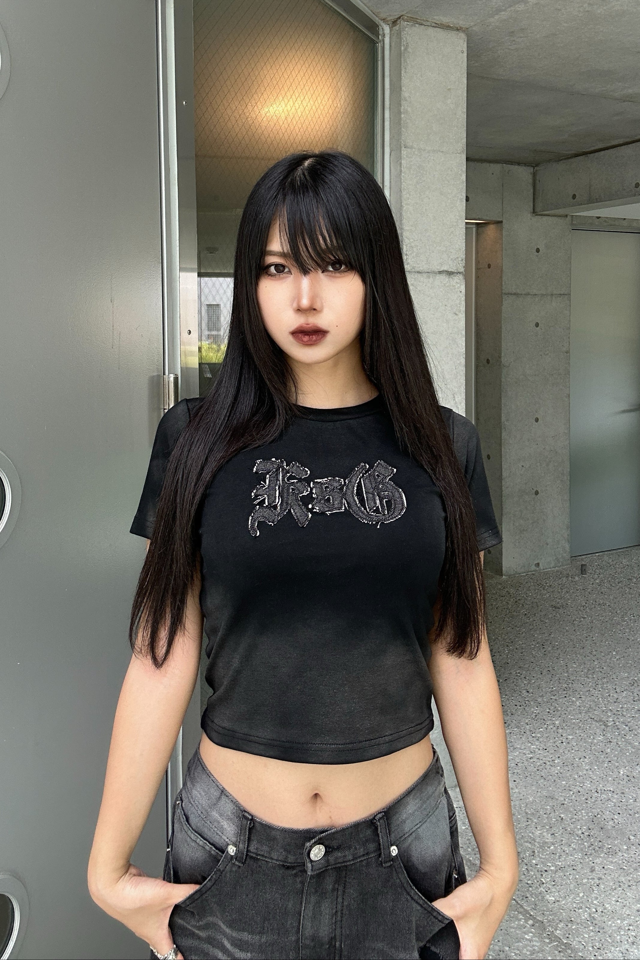 ダメージロゴクロップドTシャツ KSG20932