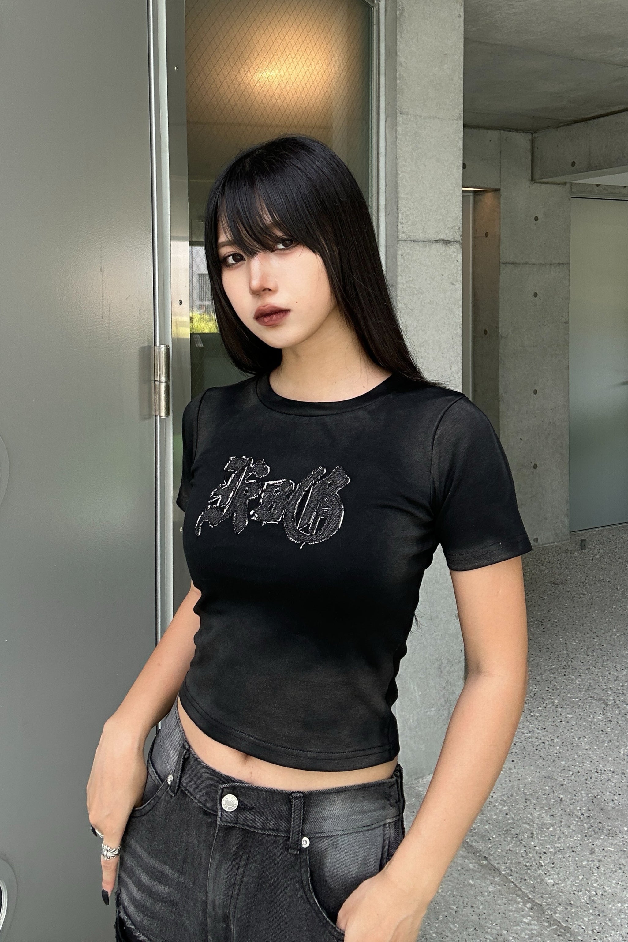 ダメージロゴクロップドTシャツ KSG20932