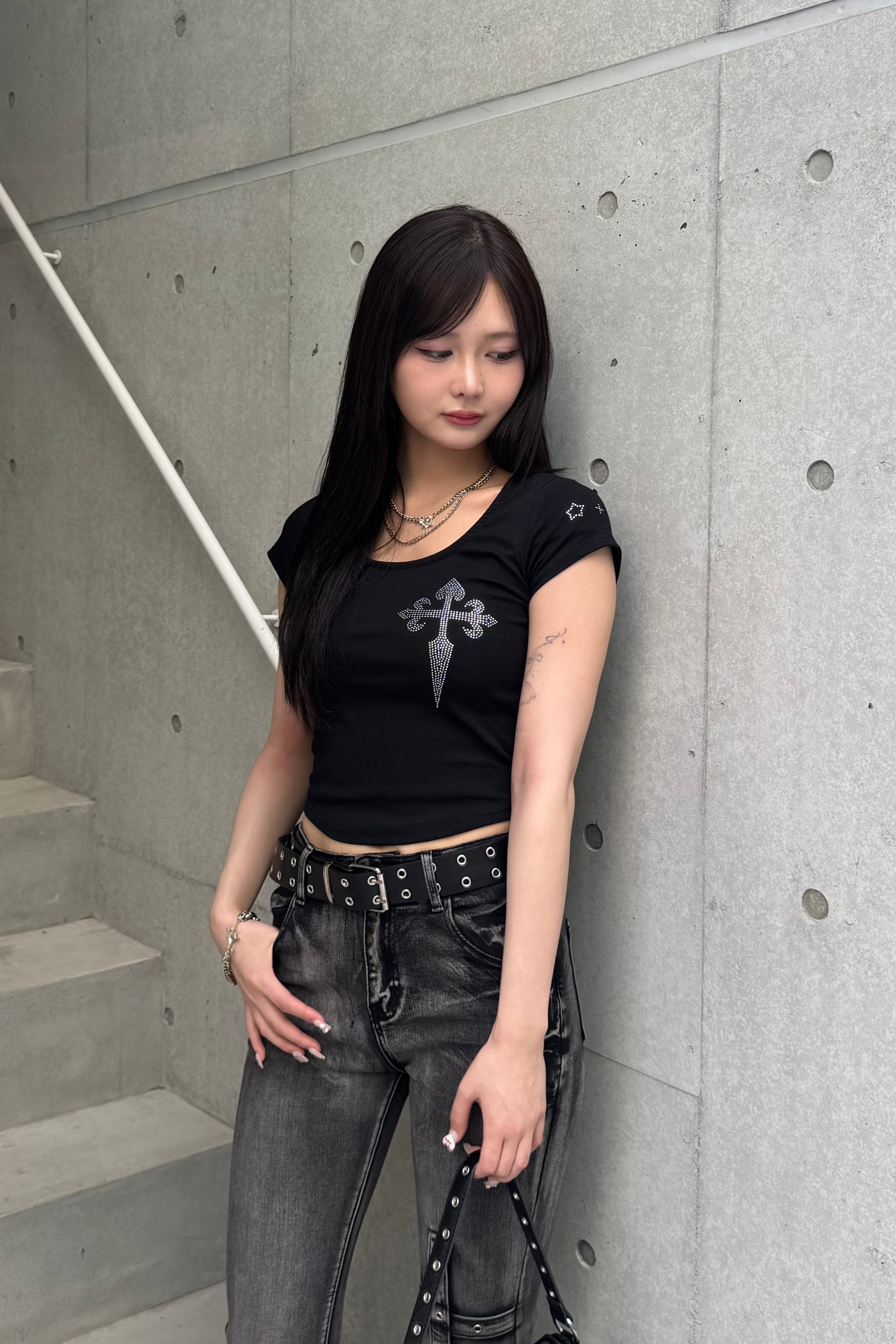 cross stone cropped T-shirt KSG20853