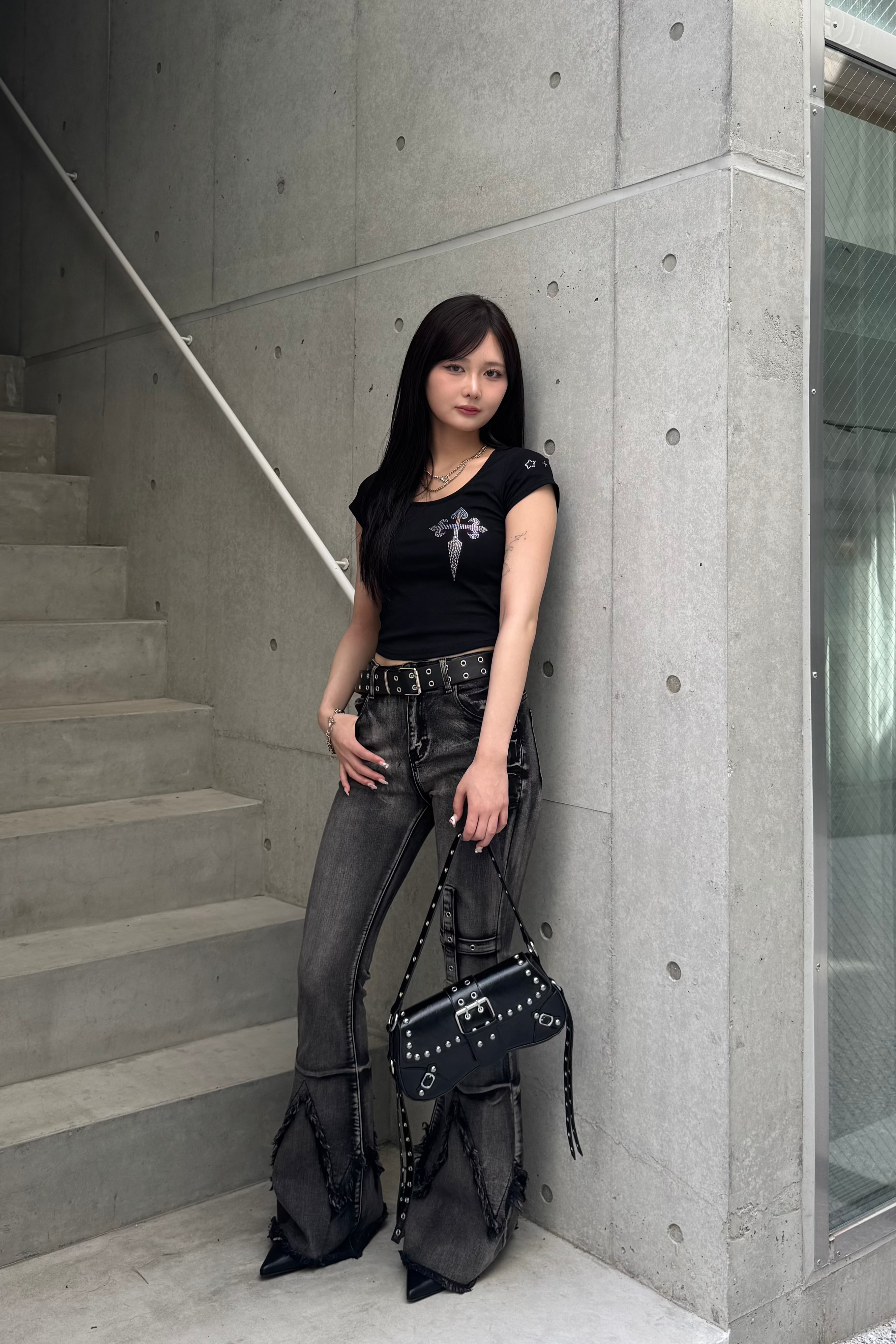 cross stone cropped T-shirt KSG20853