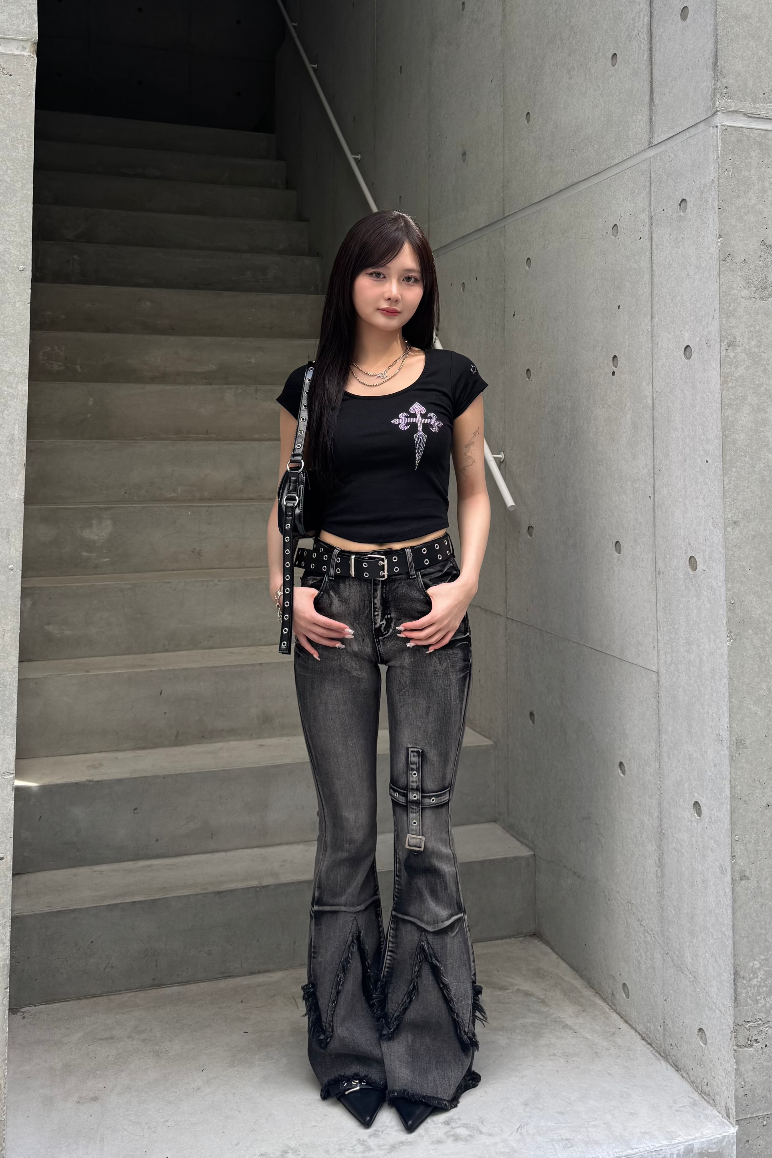 cross stone cropped T-shirt KSG20853
