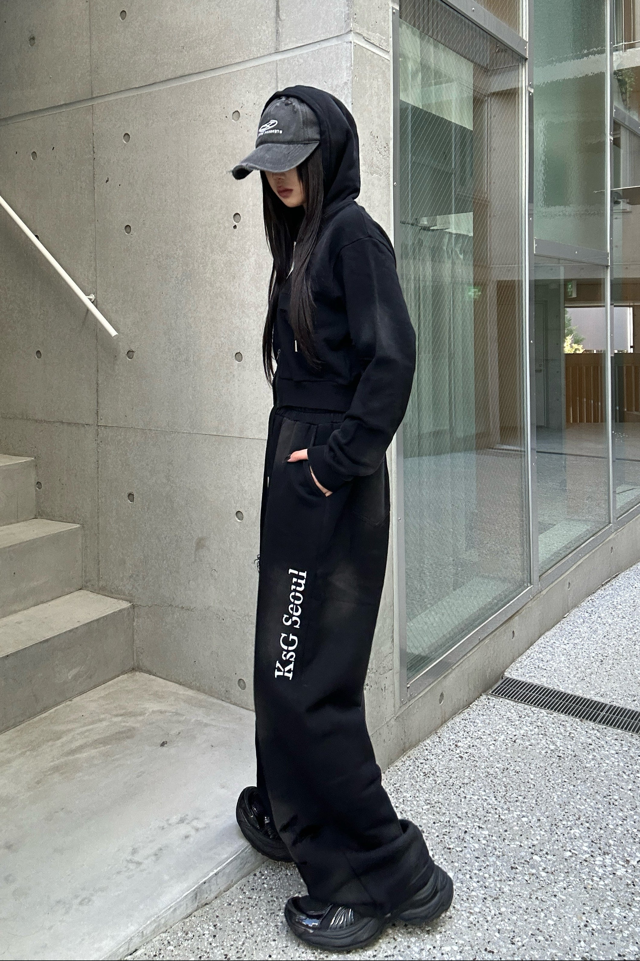 クロップドダブルジップダメージセットアップ KSG30046