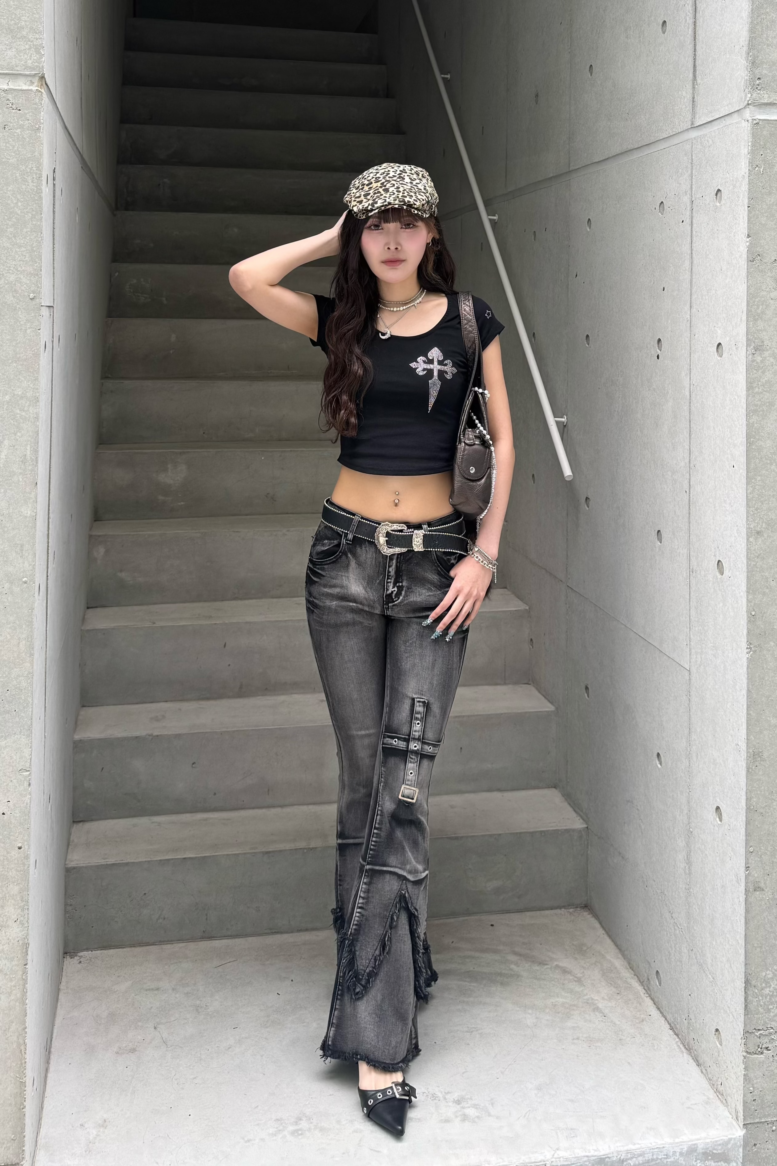 cross stone cropped T-shirt KSG20853