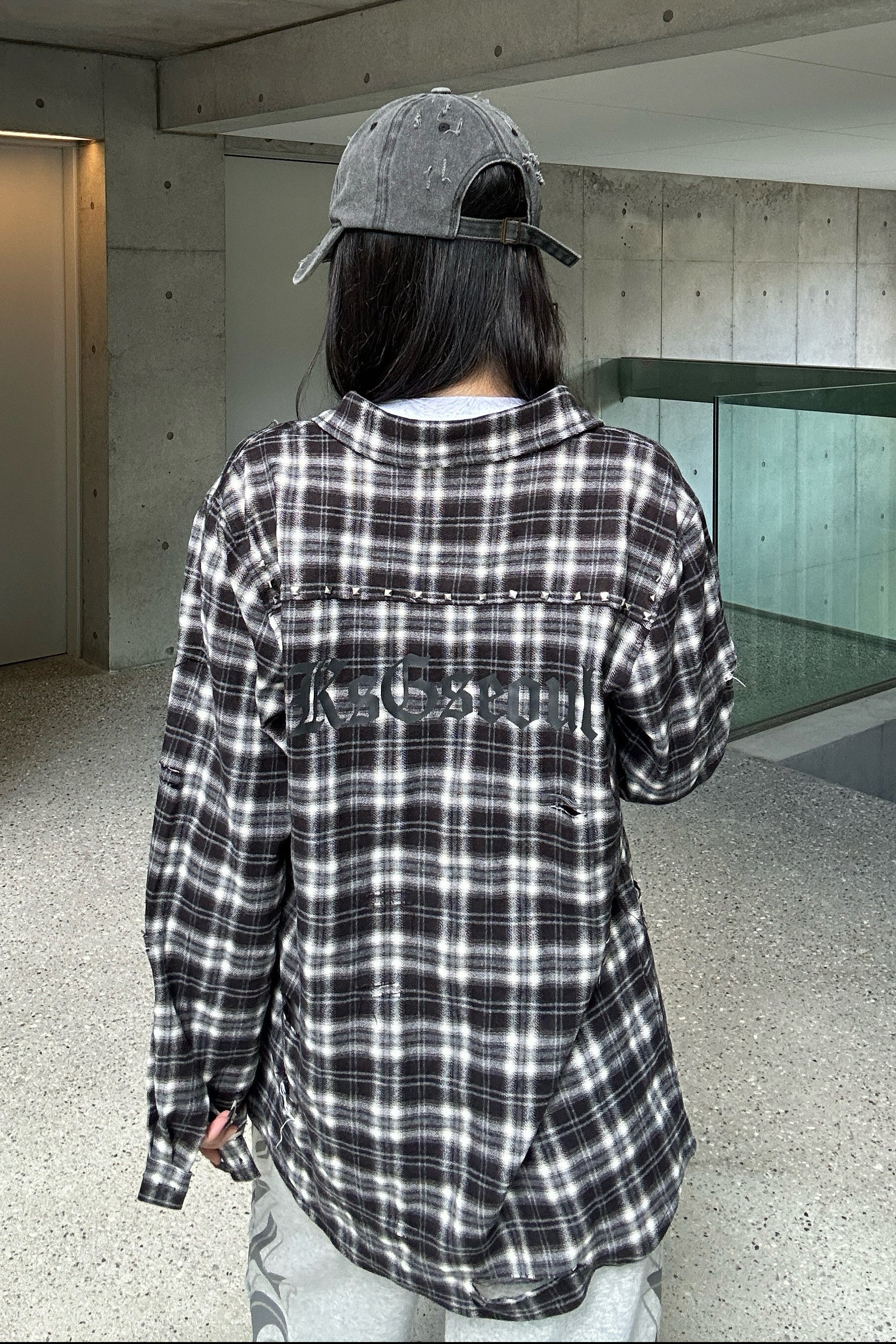 バックロゴダメージチェックシャツ KSG21145