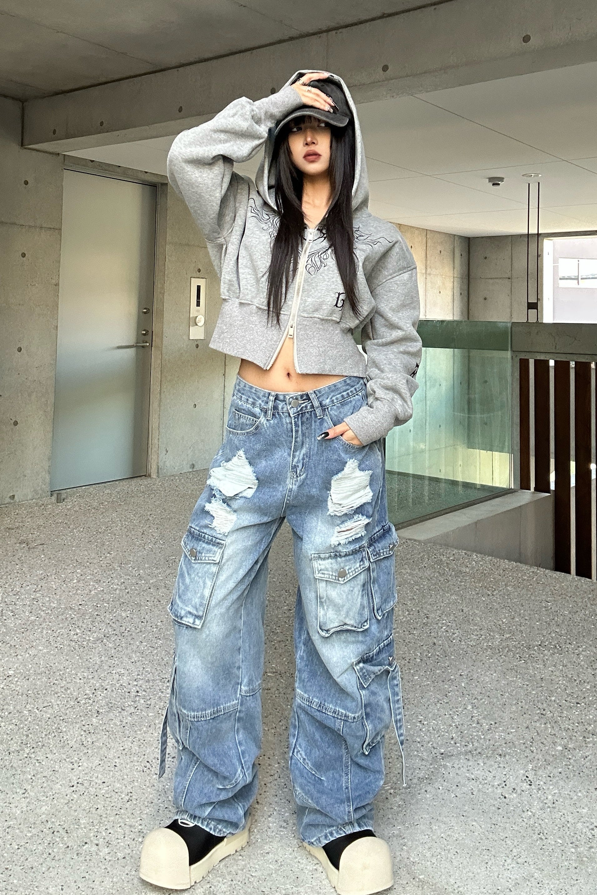 ダメージポケットカーゴデニム KSG19384