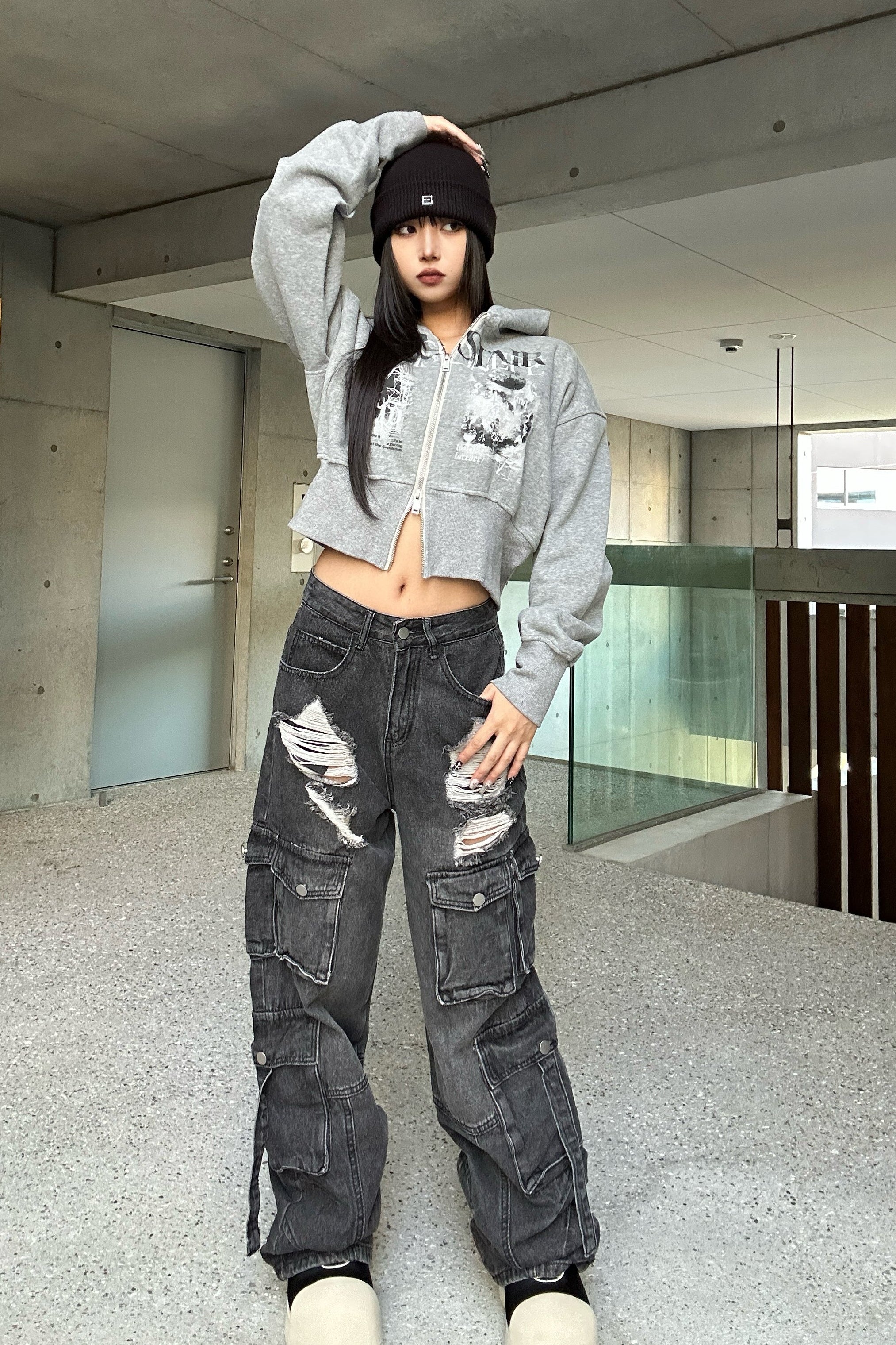 ヴィンテージグラフィッククロップドパーカー KSG21155