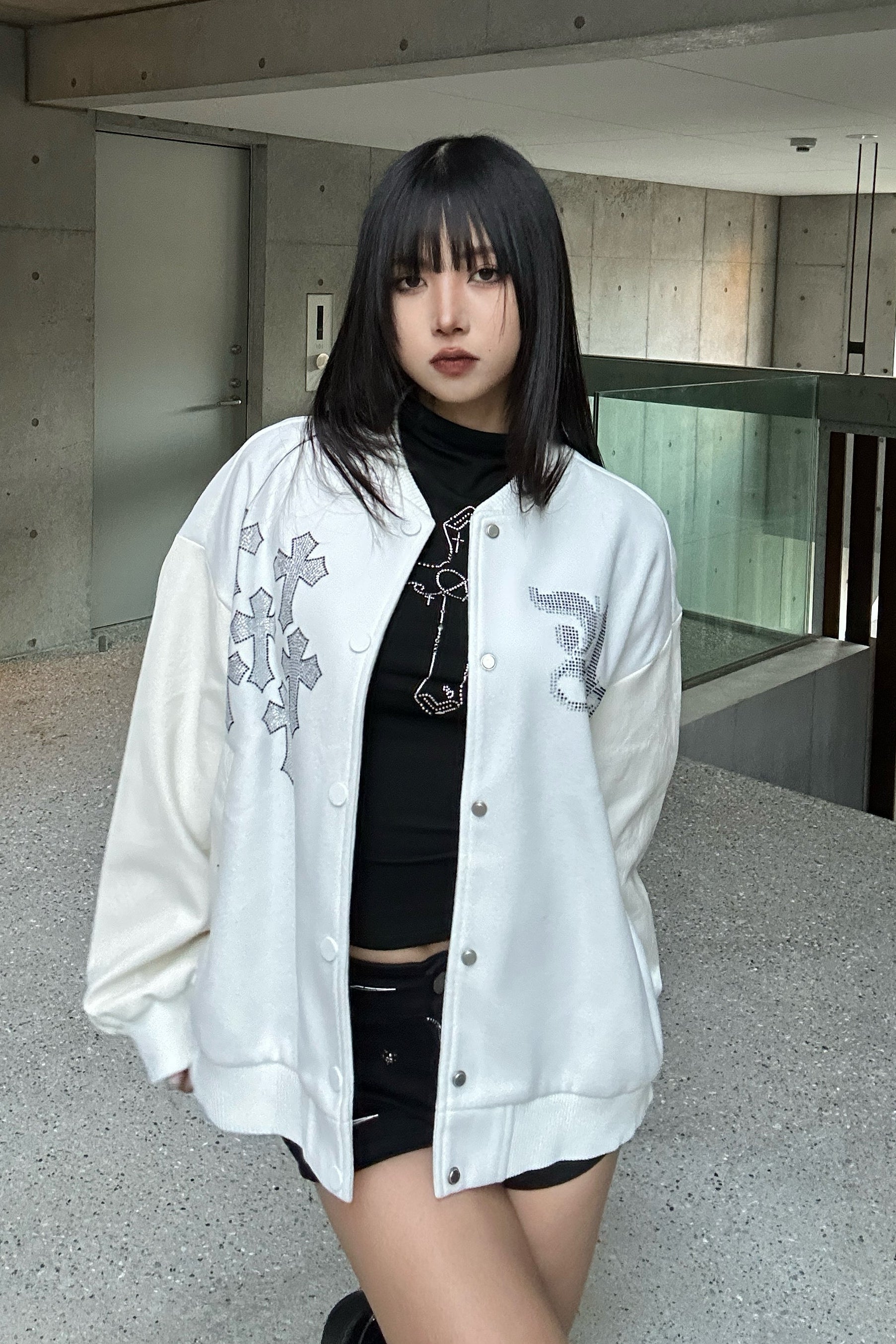 Rhinestone Cross Studium Jacket KSG30056