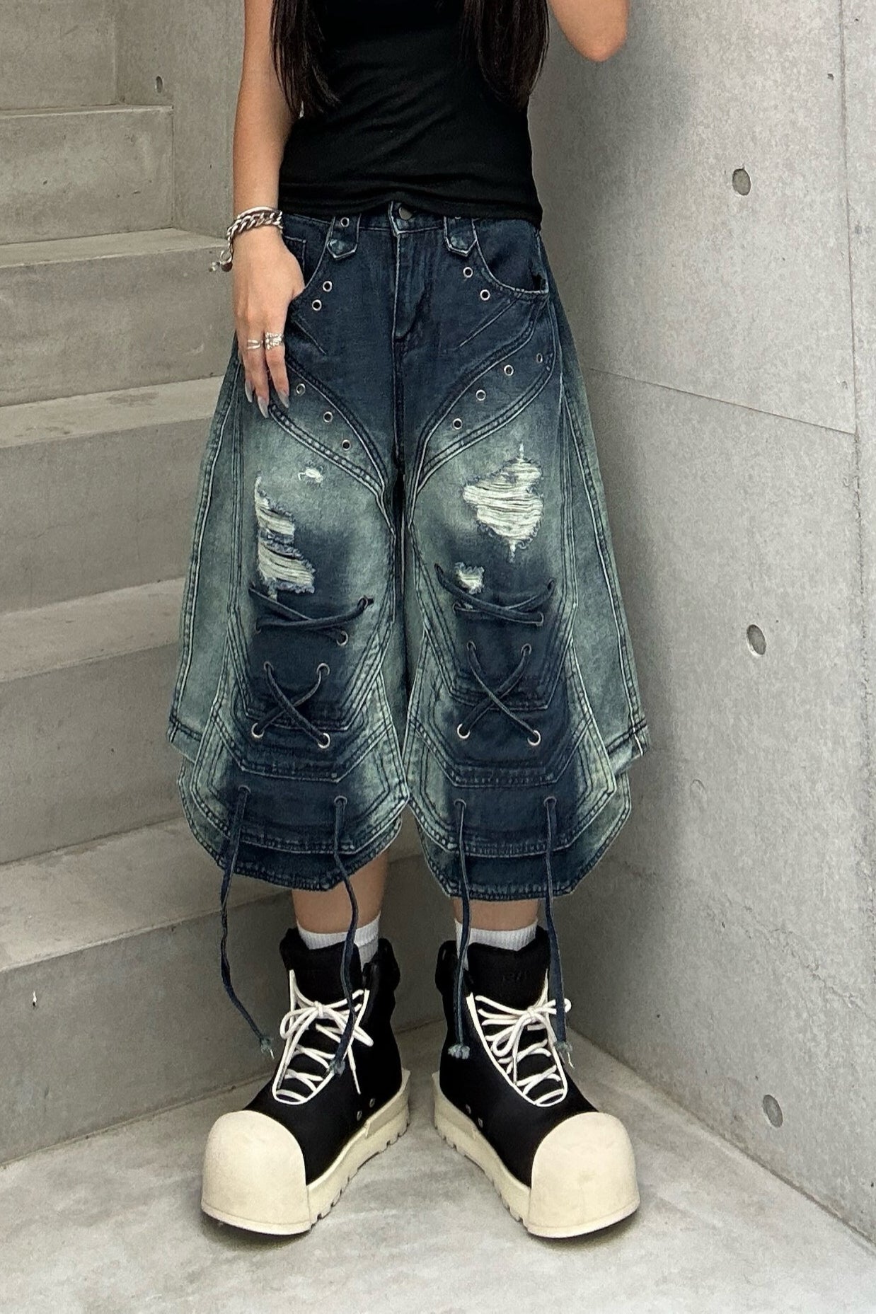 string washed half pants KSG19304