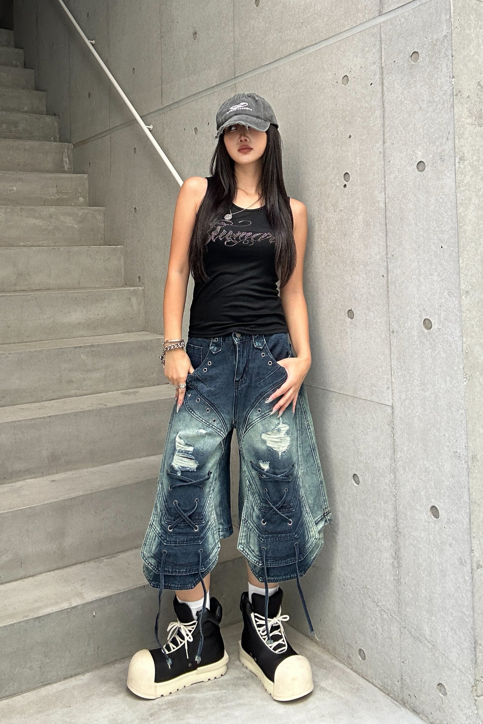 string washed half pants KSG19304