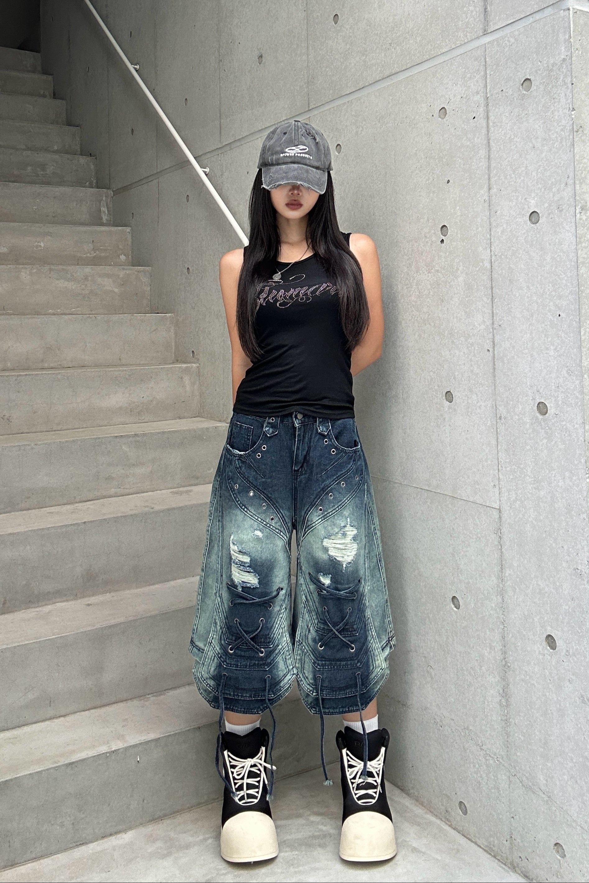 string washed half pants KSG19304