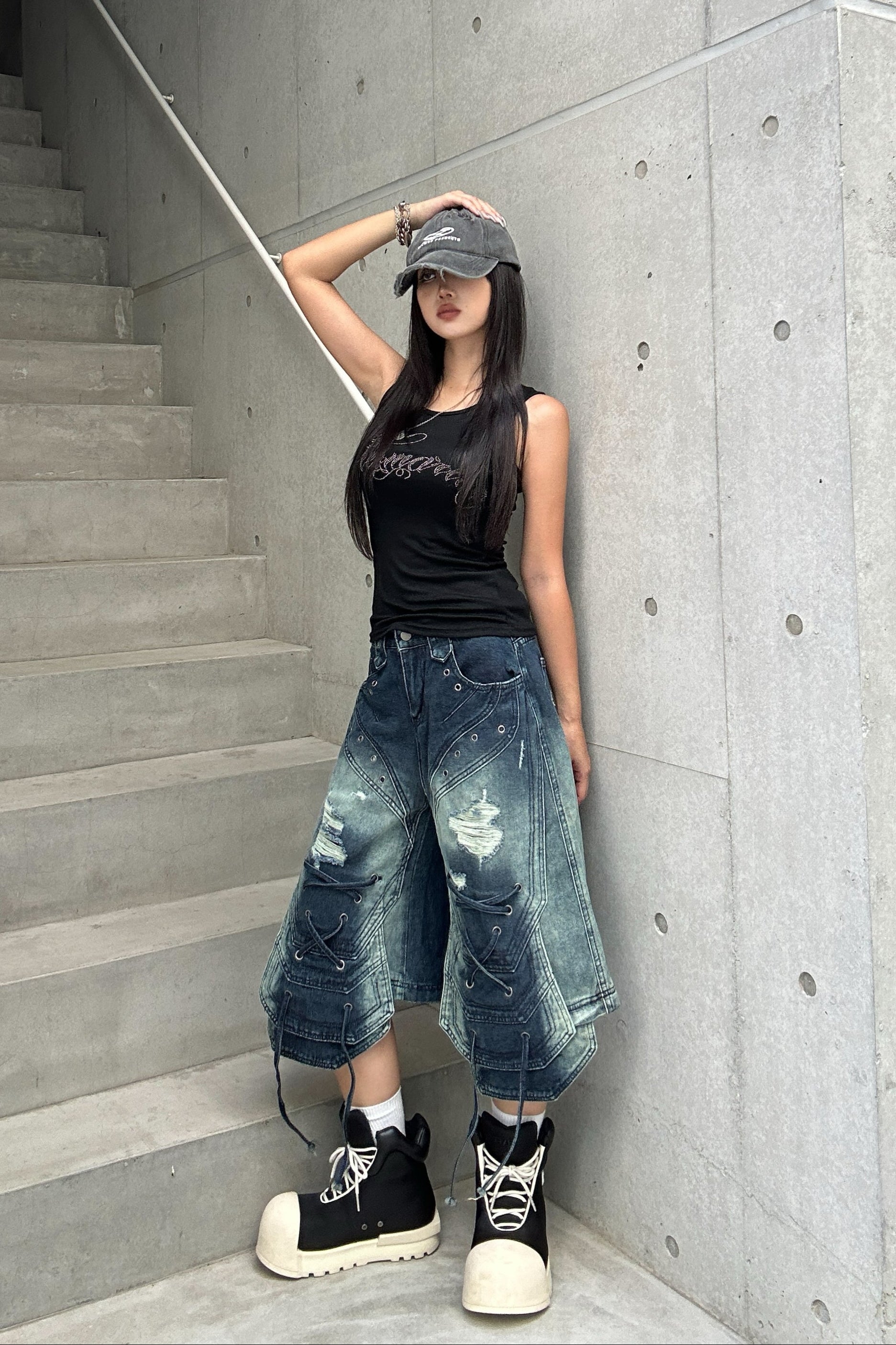 string washed half pants KSG19304