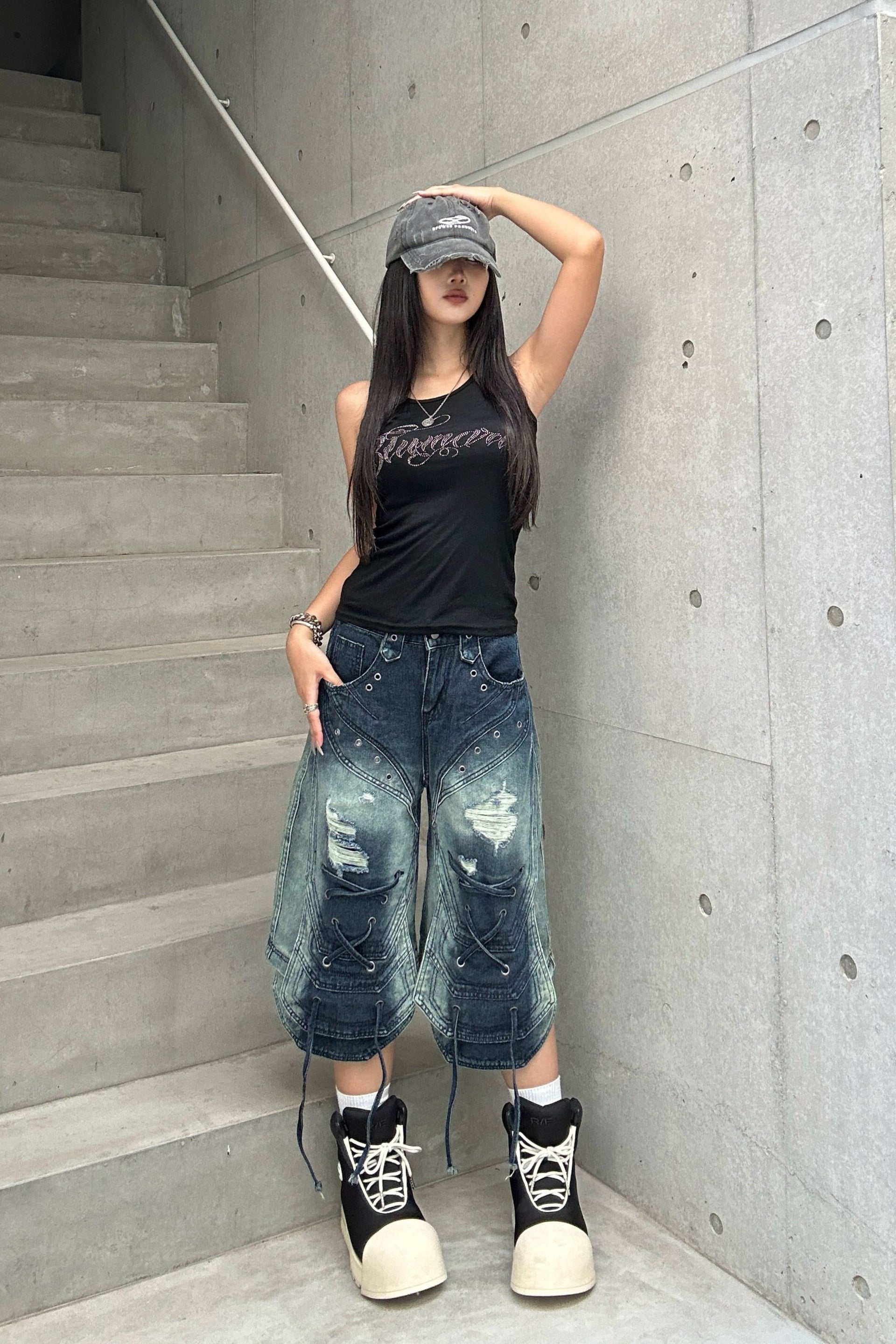string washed half pants KSG19304