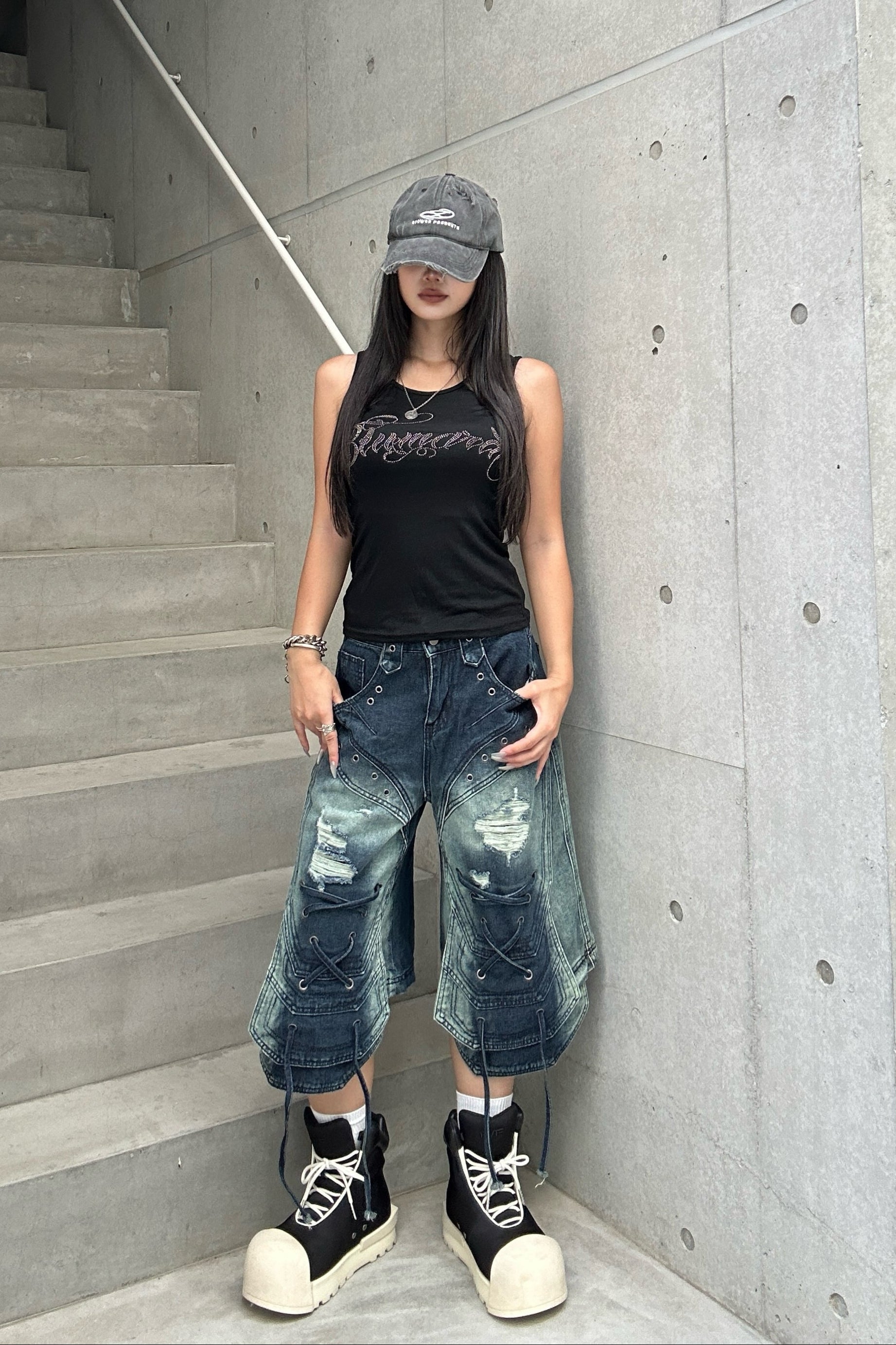 string washed half pants KSG19304
