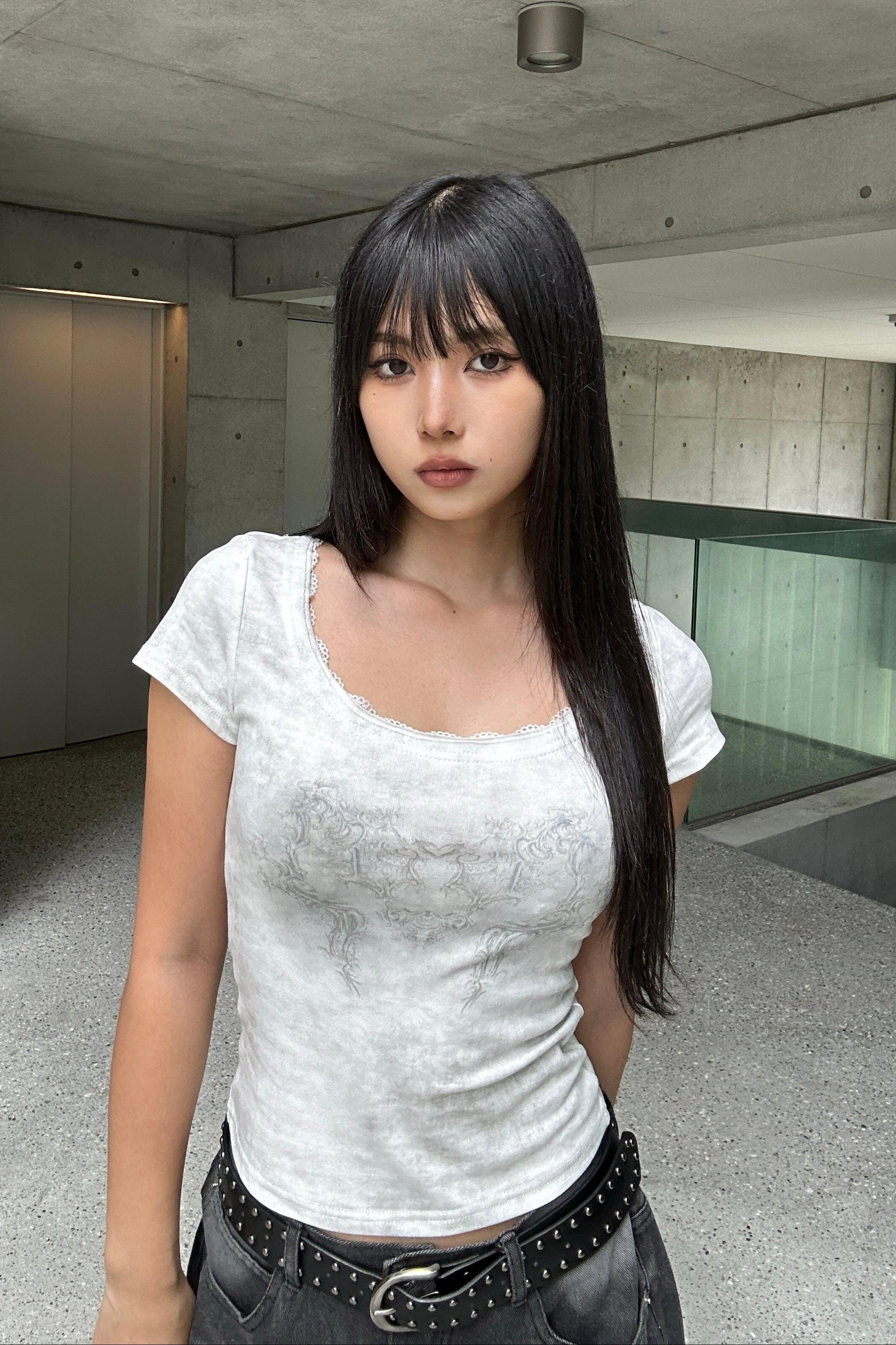 lace round neck T KSG20918