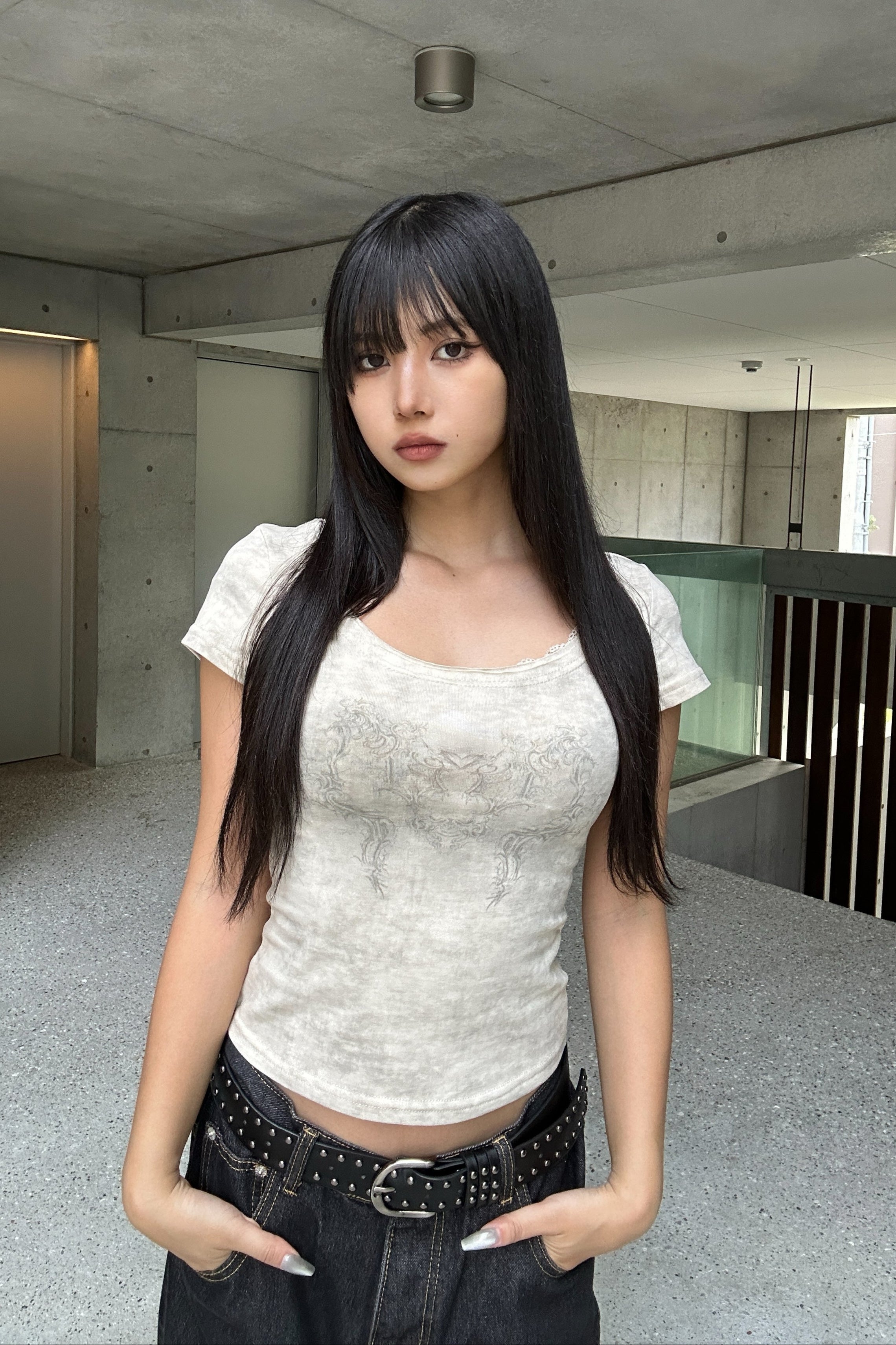 lace round neck T KSG20918