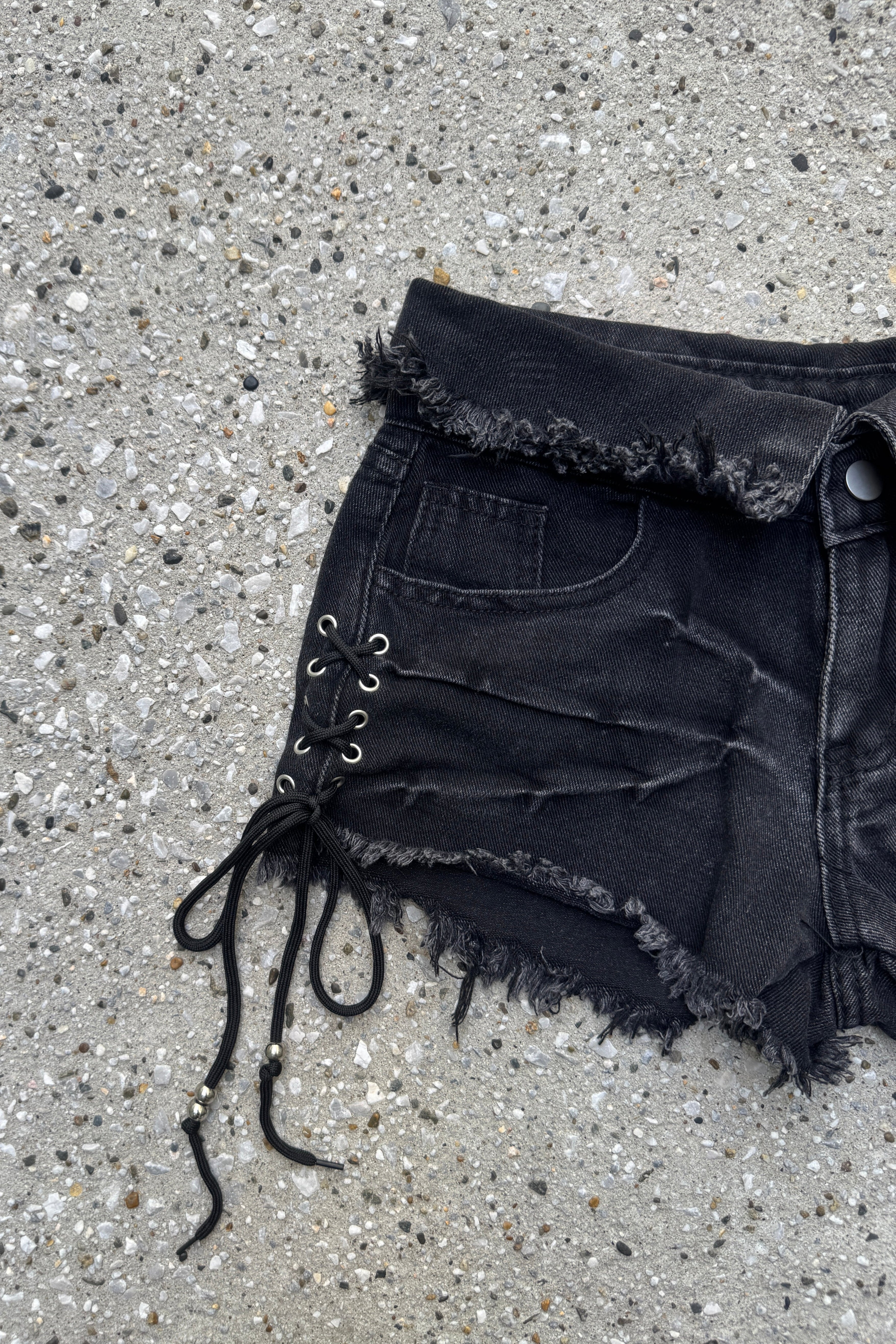 hem waist denim short pants KSG19305
