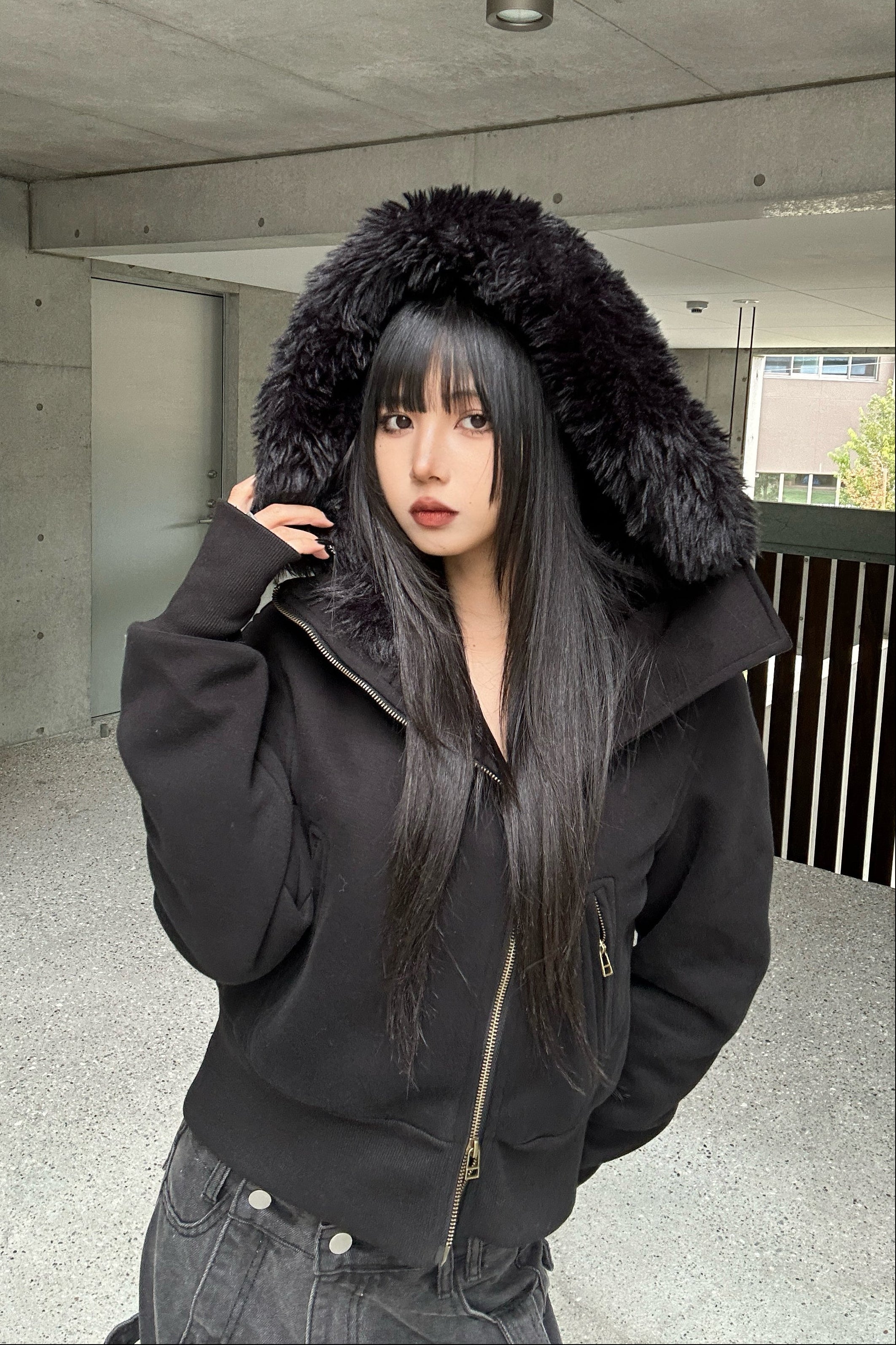 フェイクファージップアップジャケット KSG30077