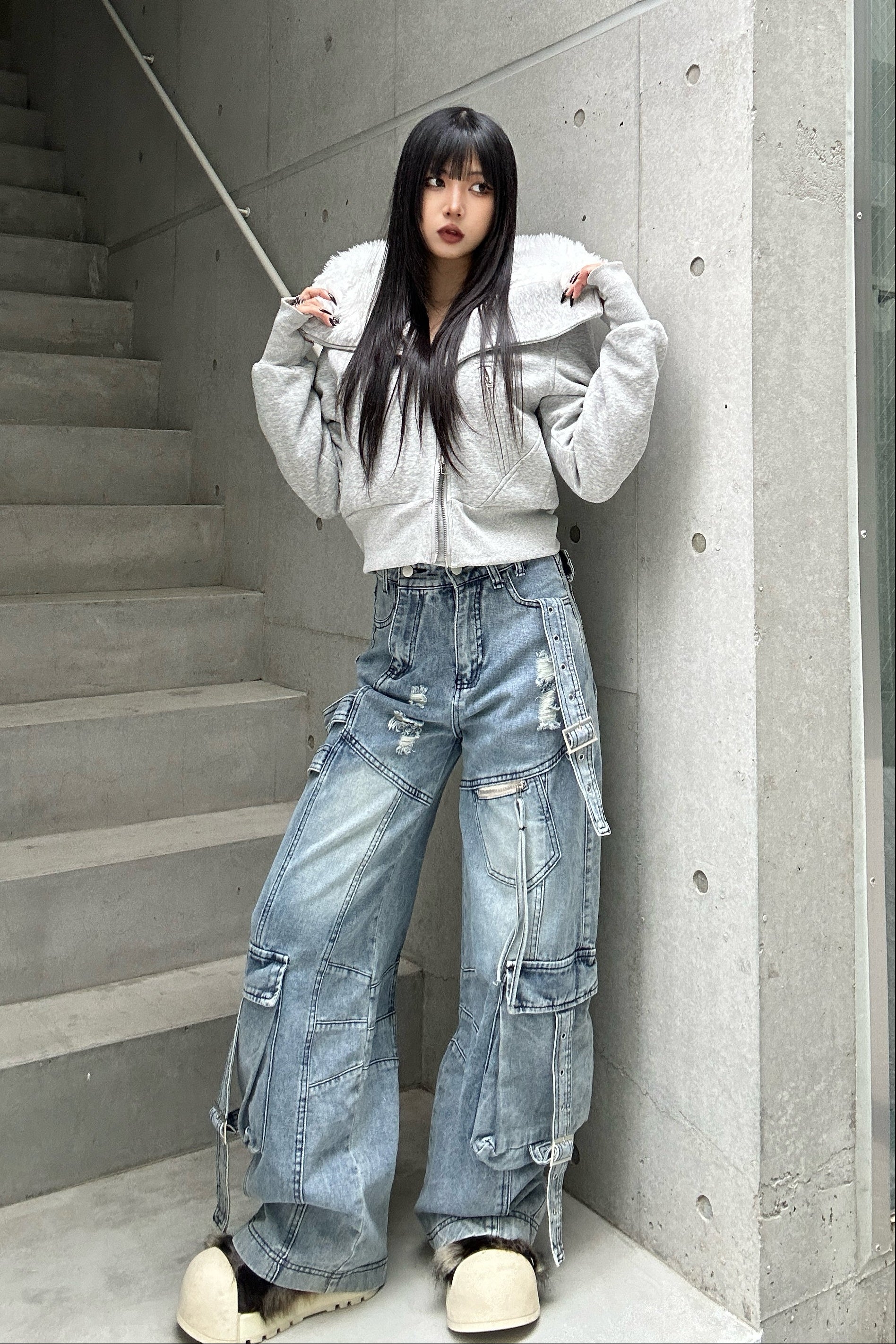 フェイクファージップアップジャケット KSG30077