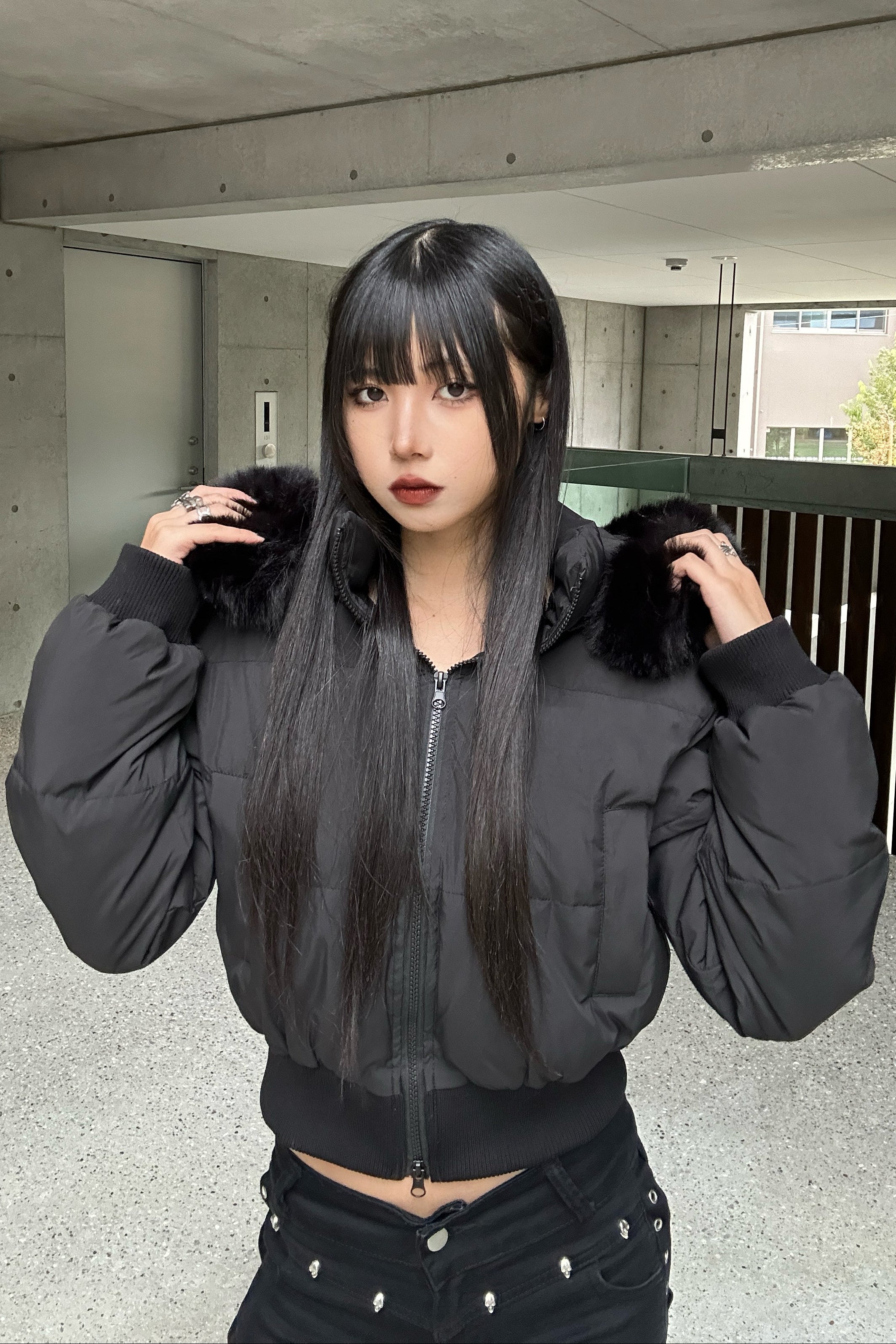 ファーフードダウンジャケット KSG30075