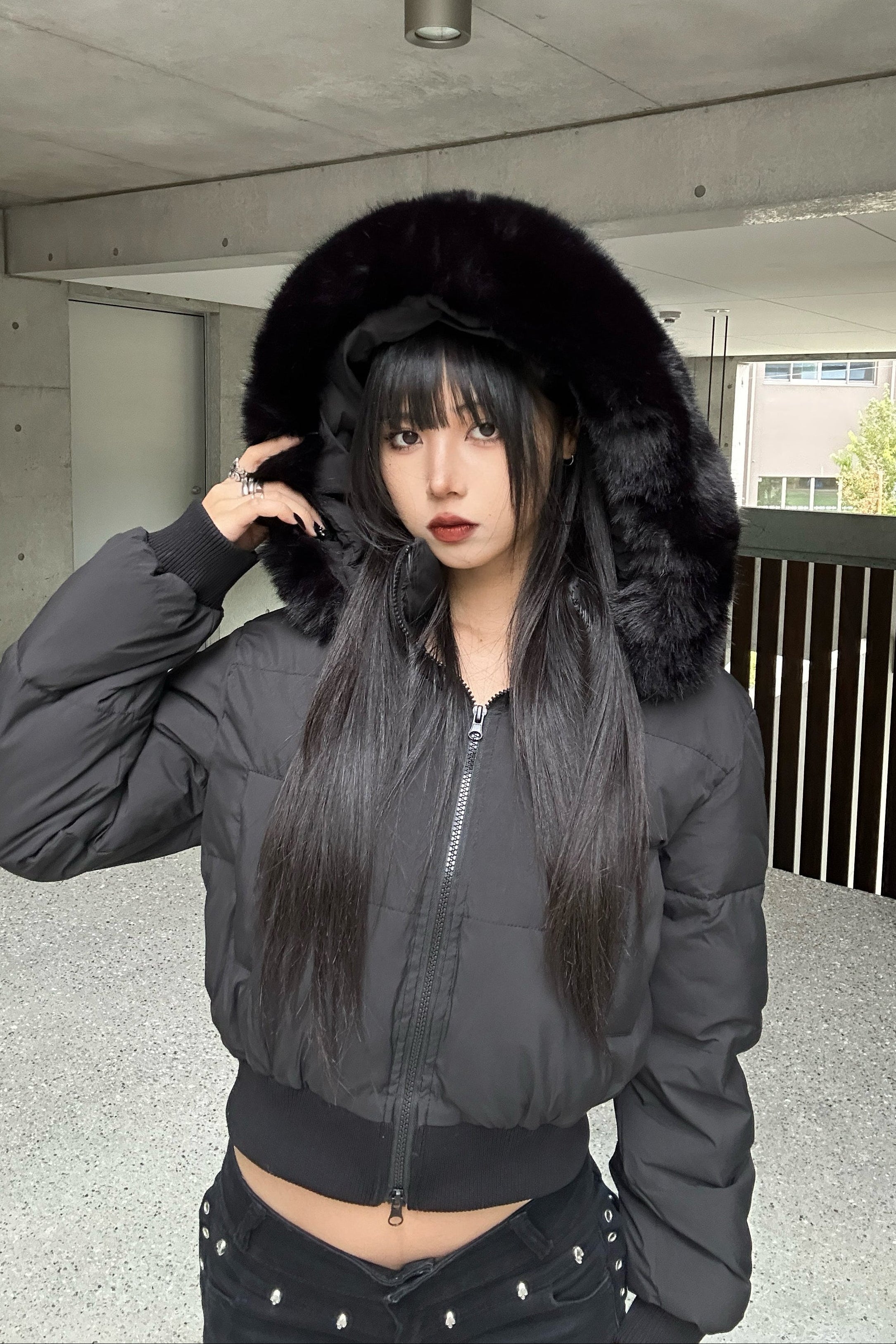 ファーフードダウンジャケット KSG30075