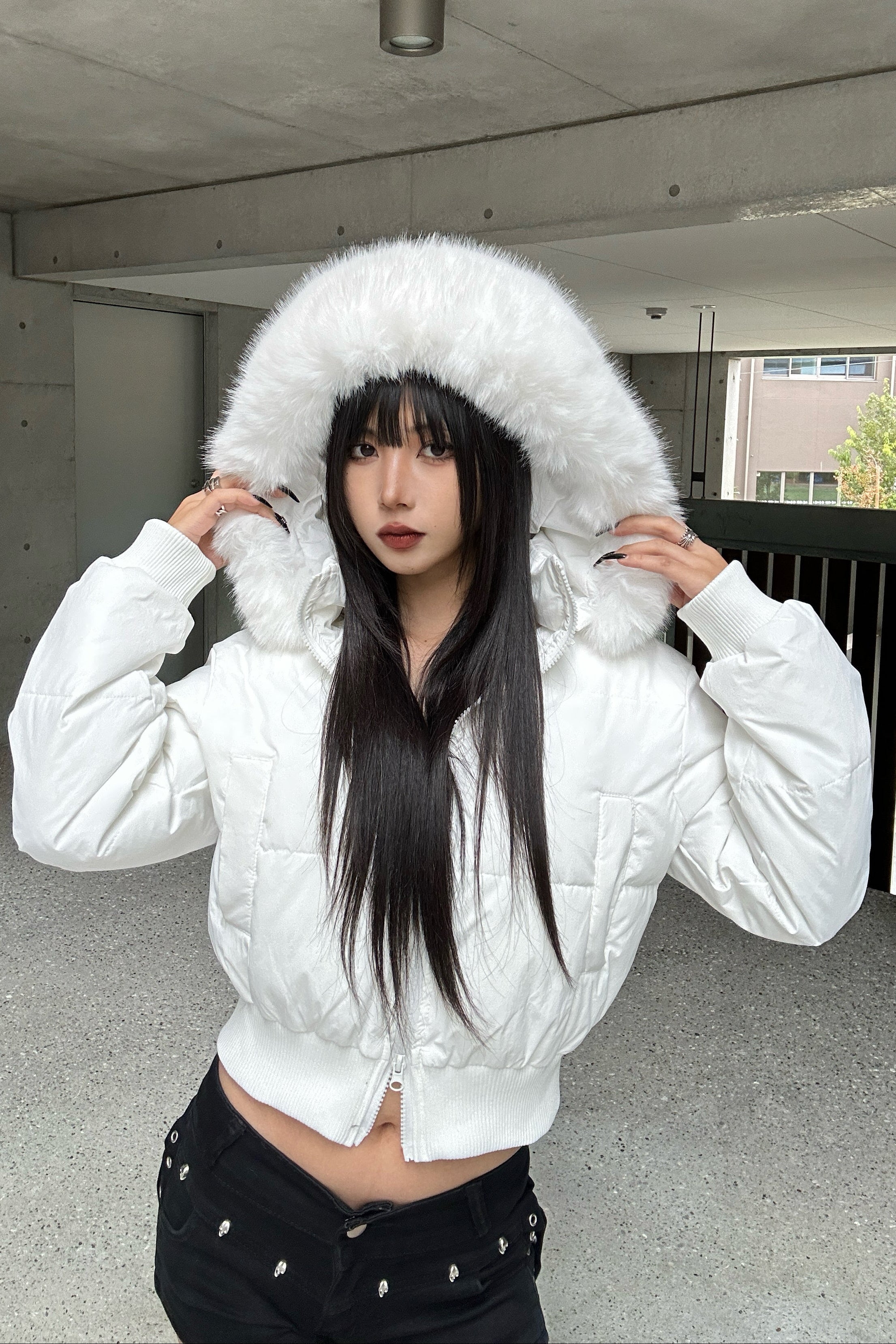 ファーフードダウンジャケット KSG30075