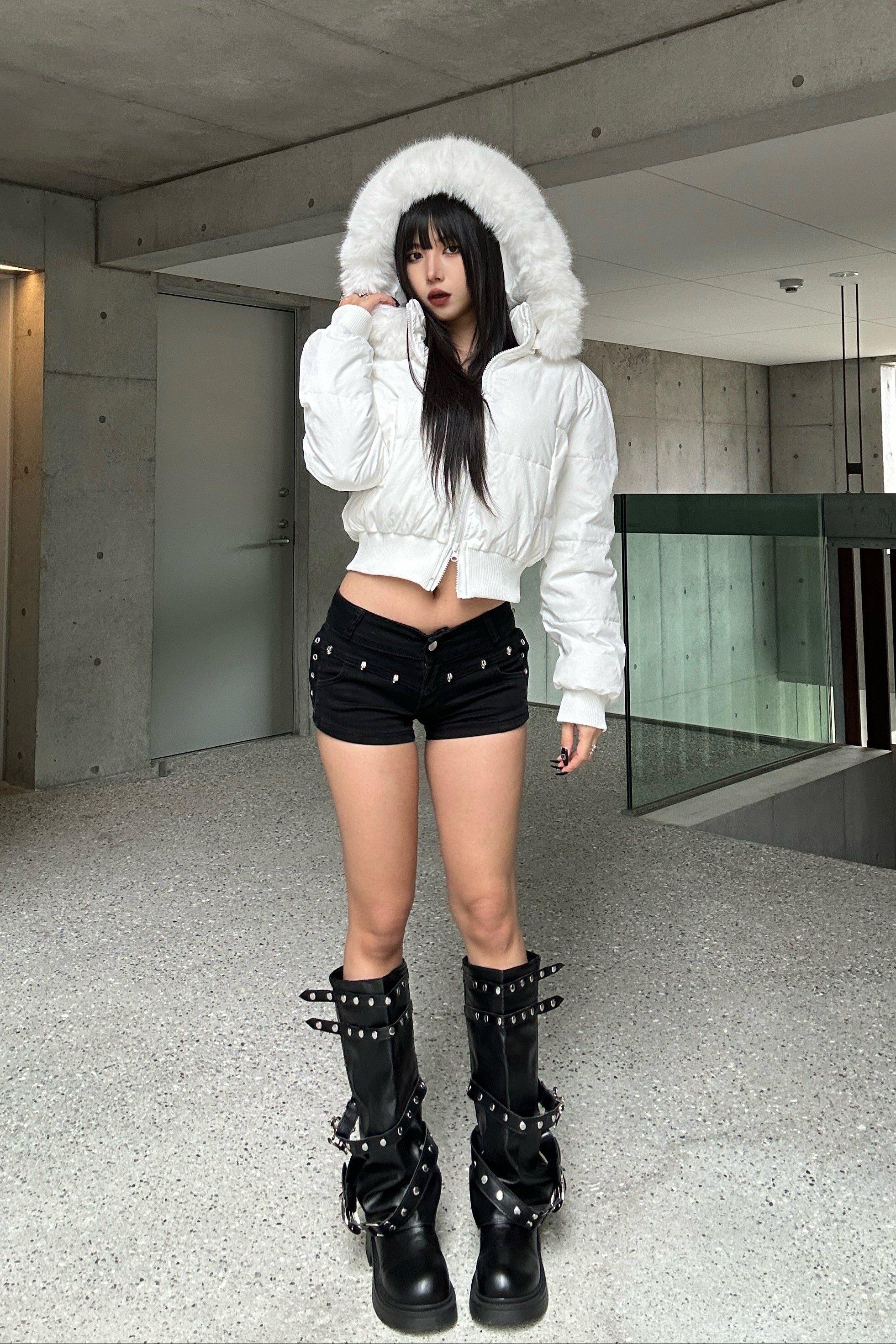 ファーフードダウンジャケット KSG30075