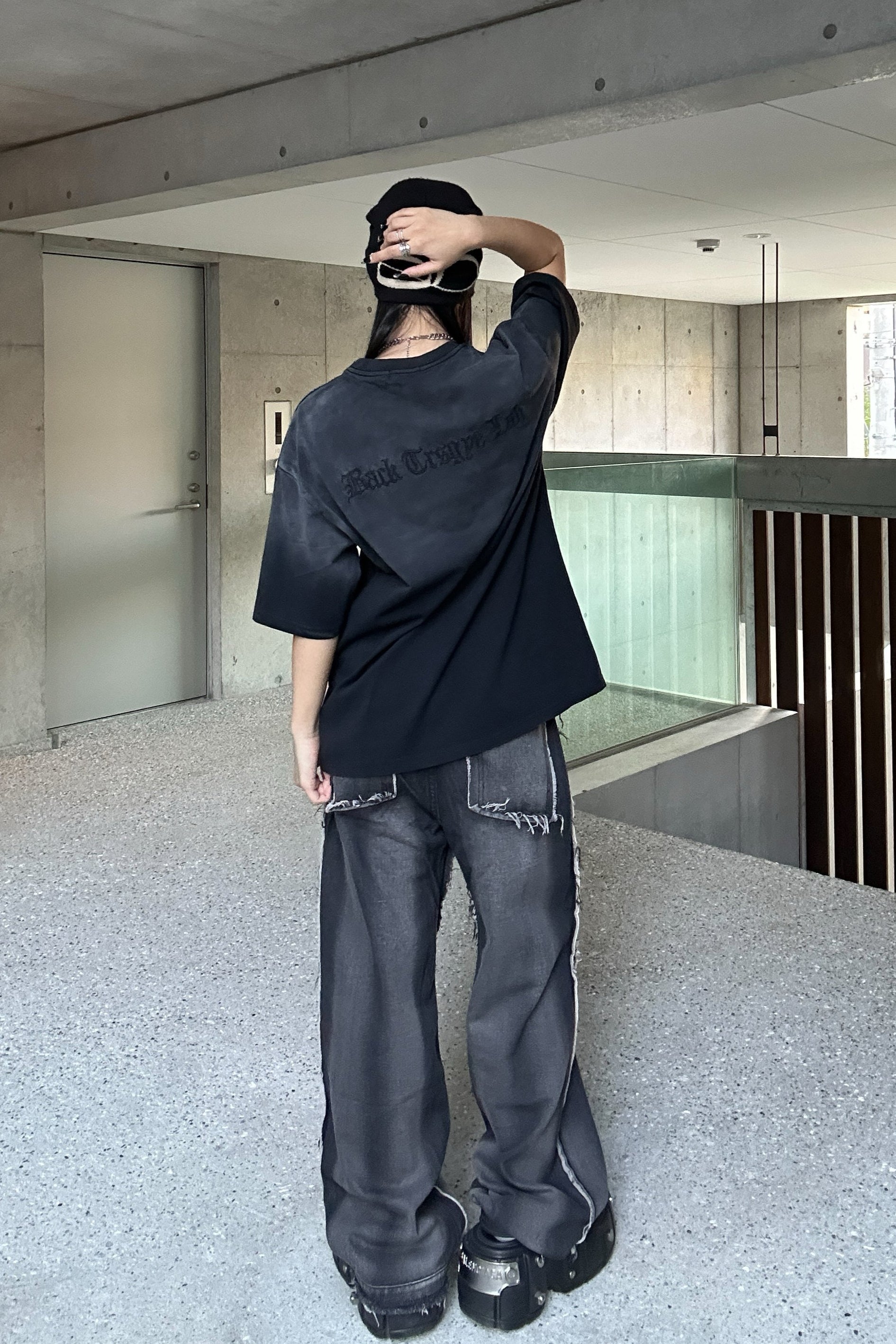 ヴィンテージフリンジブラックデニム KSG19285
