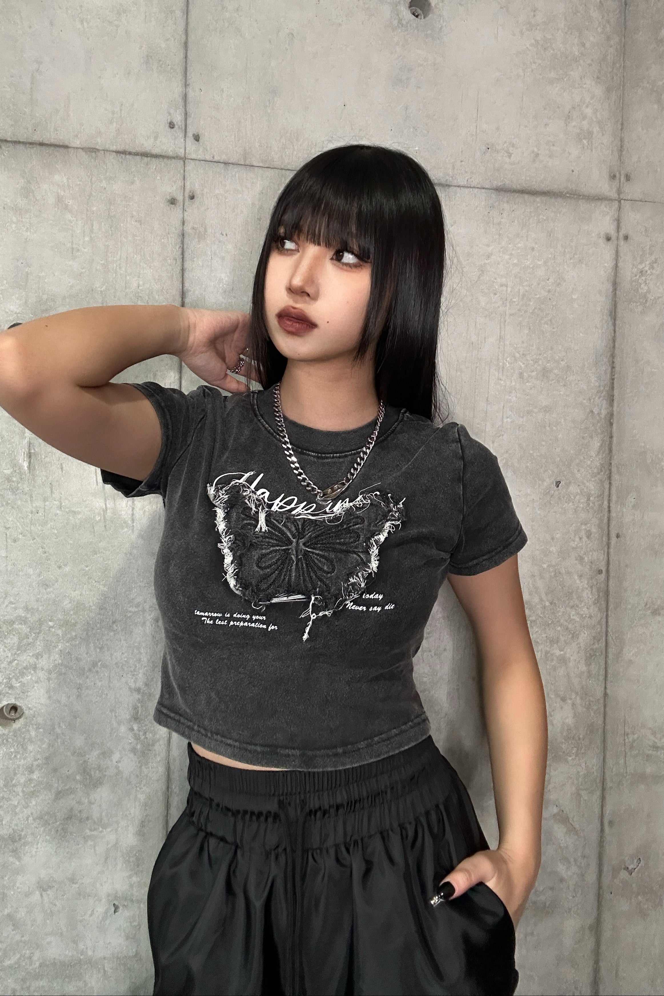 ヴィンテージバタフライクロップドTシャツ KSG20565