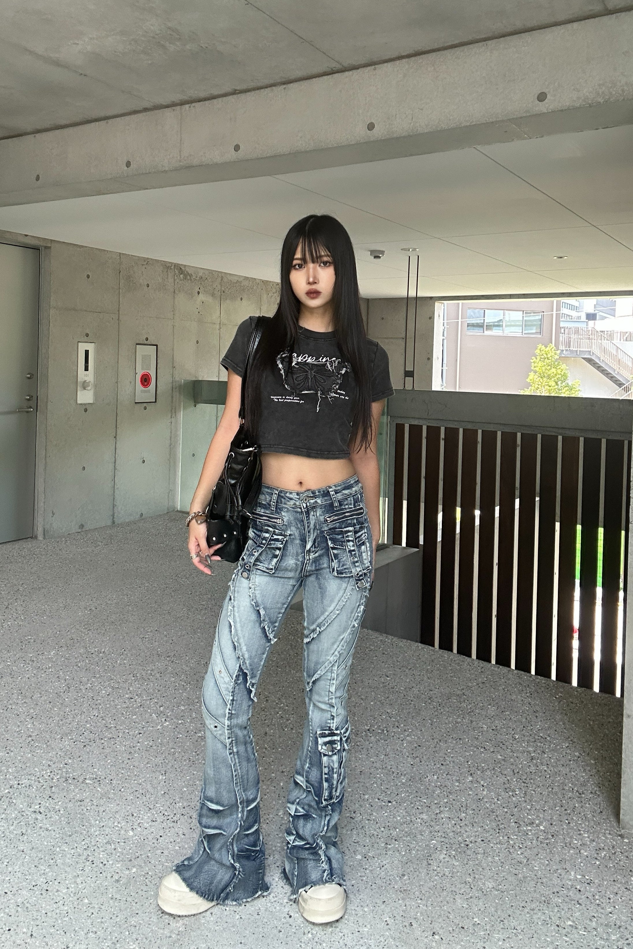 fringe line flare denim KSG19303