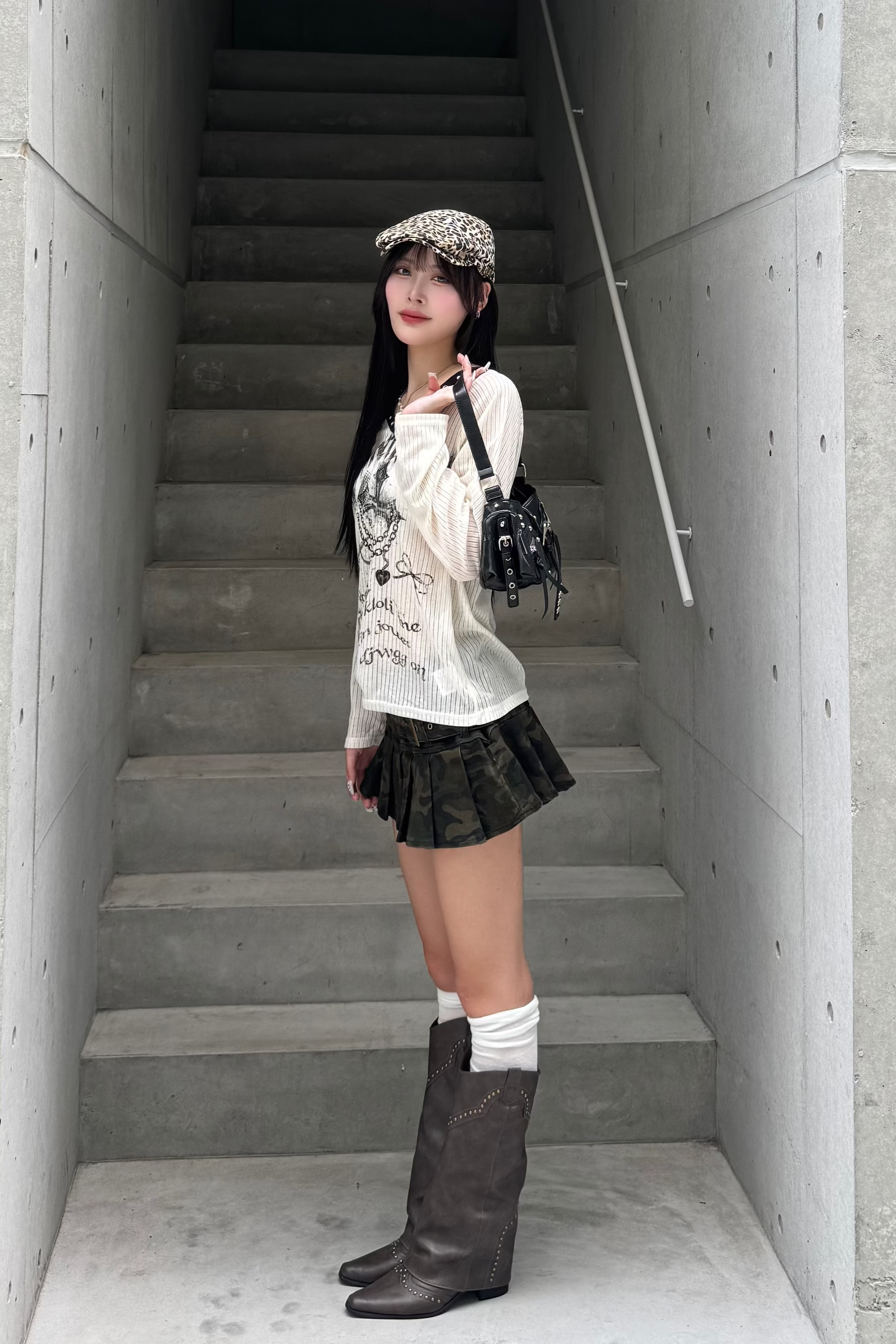 Double Buckle Camo Mini Skirt KSG20944
