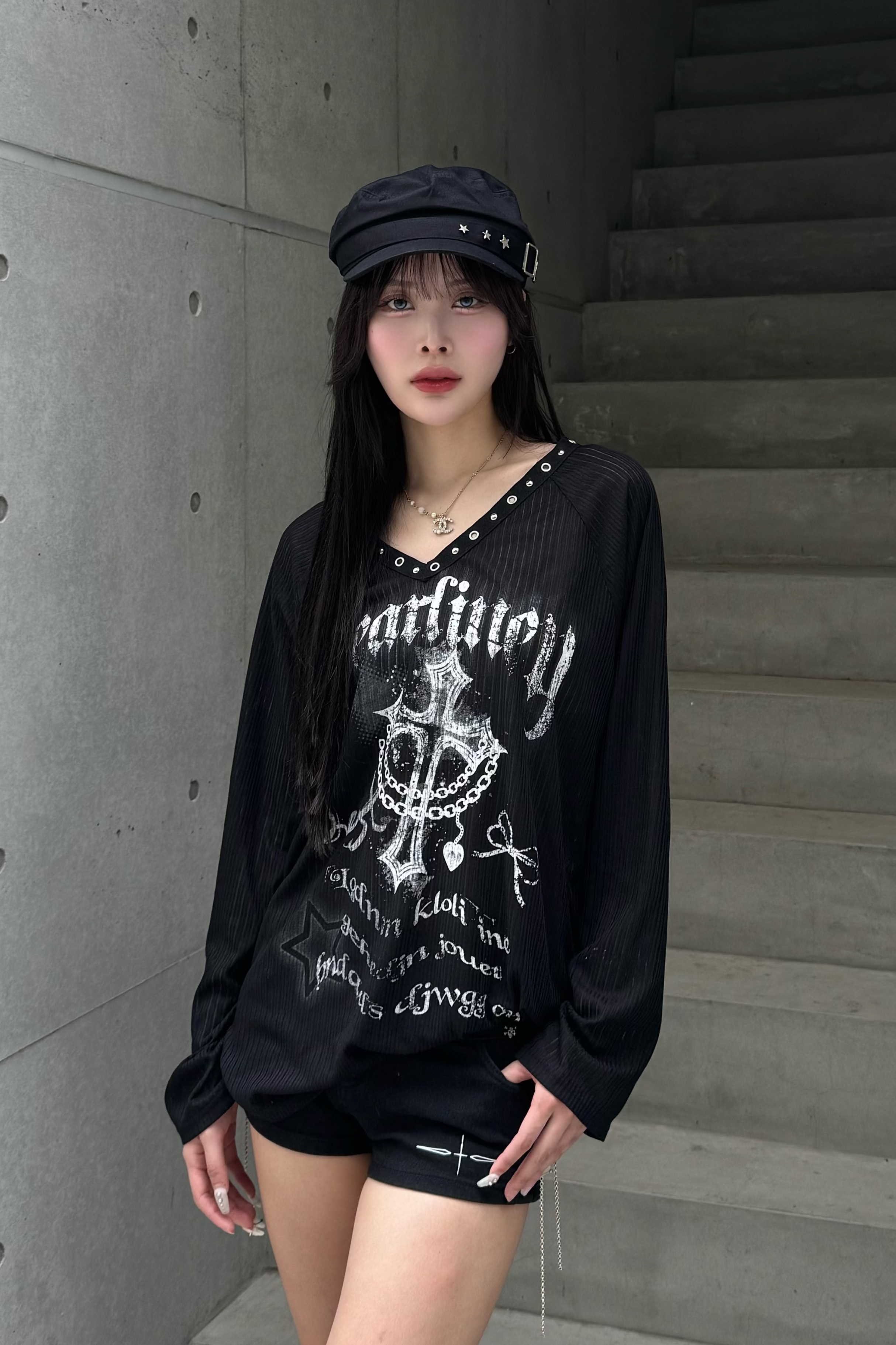 Vneck cross seir knit KSG20972