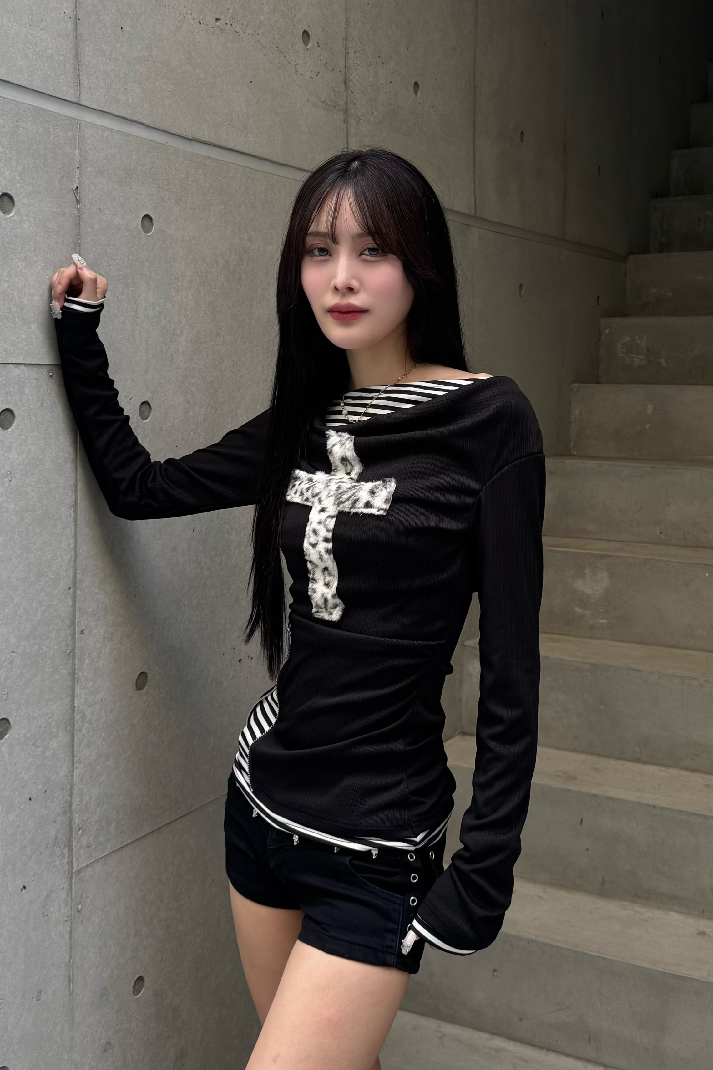 fuwafuwa zip layered top KSG20947