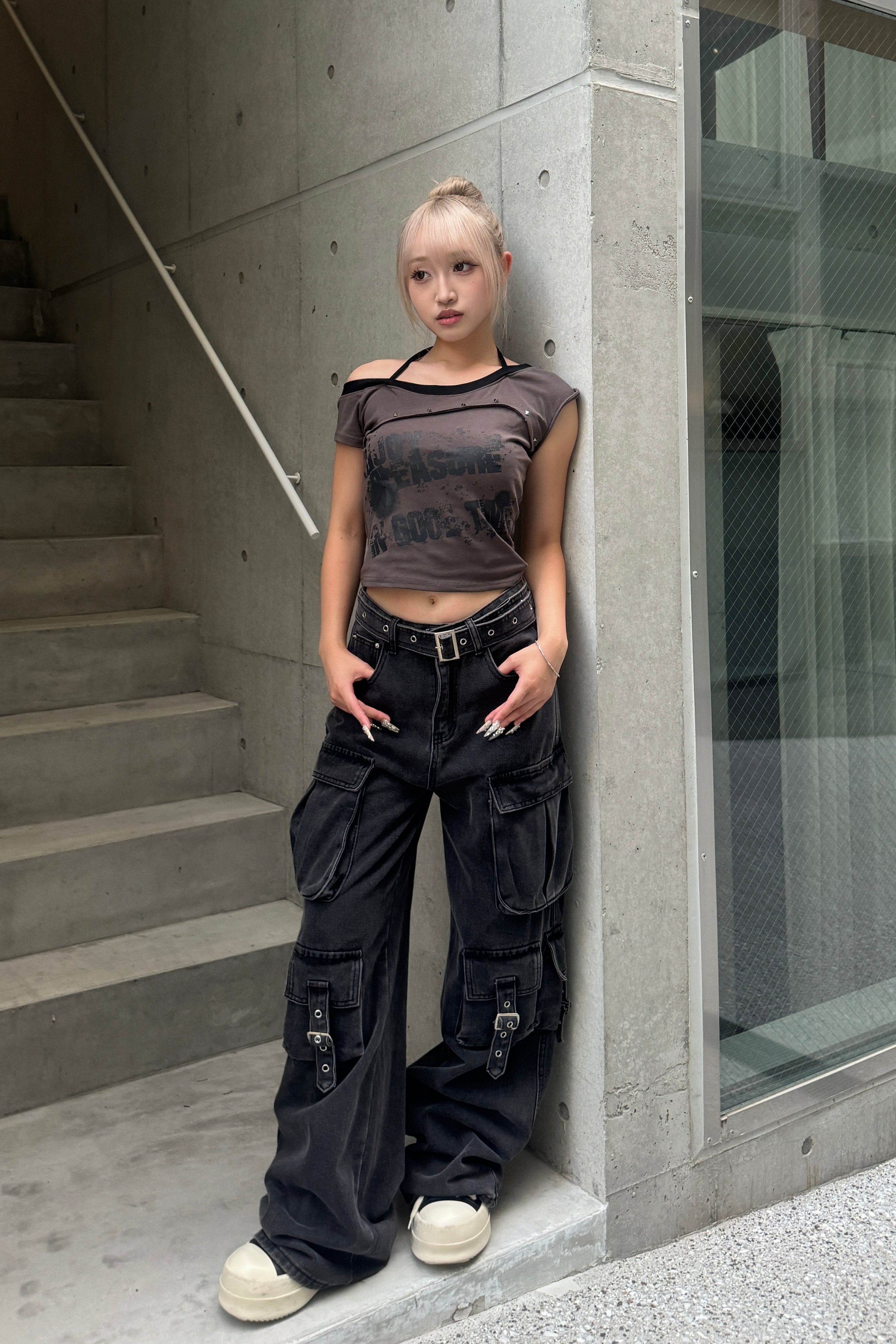 studs halter layered neck T KSG20914