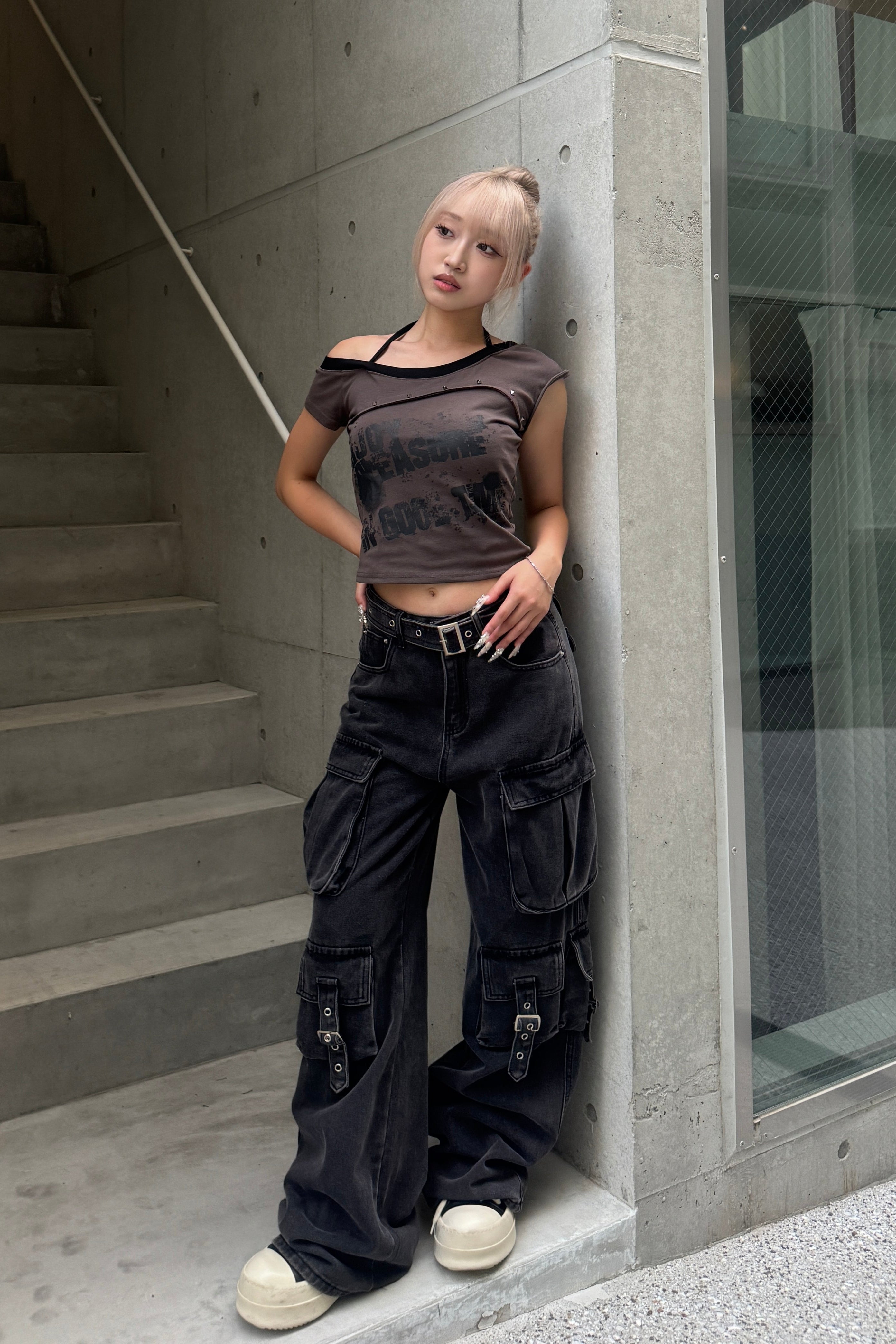 studs halter layered neck T KSG20914