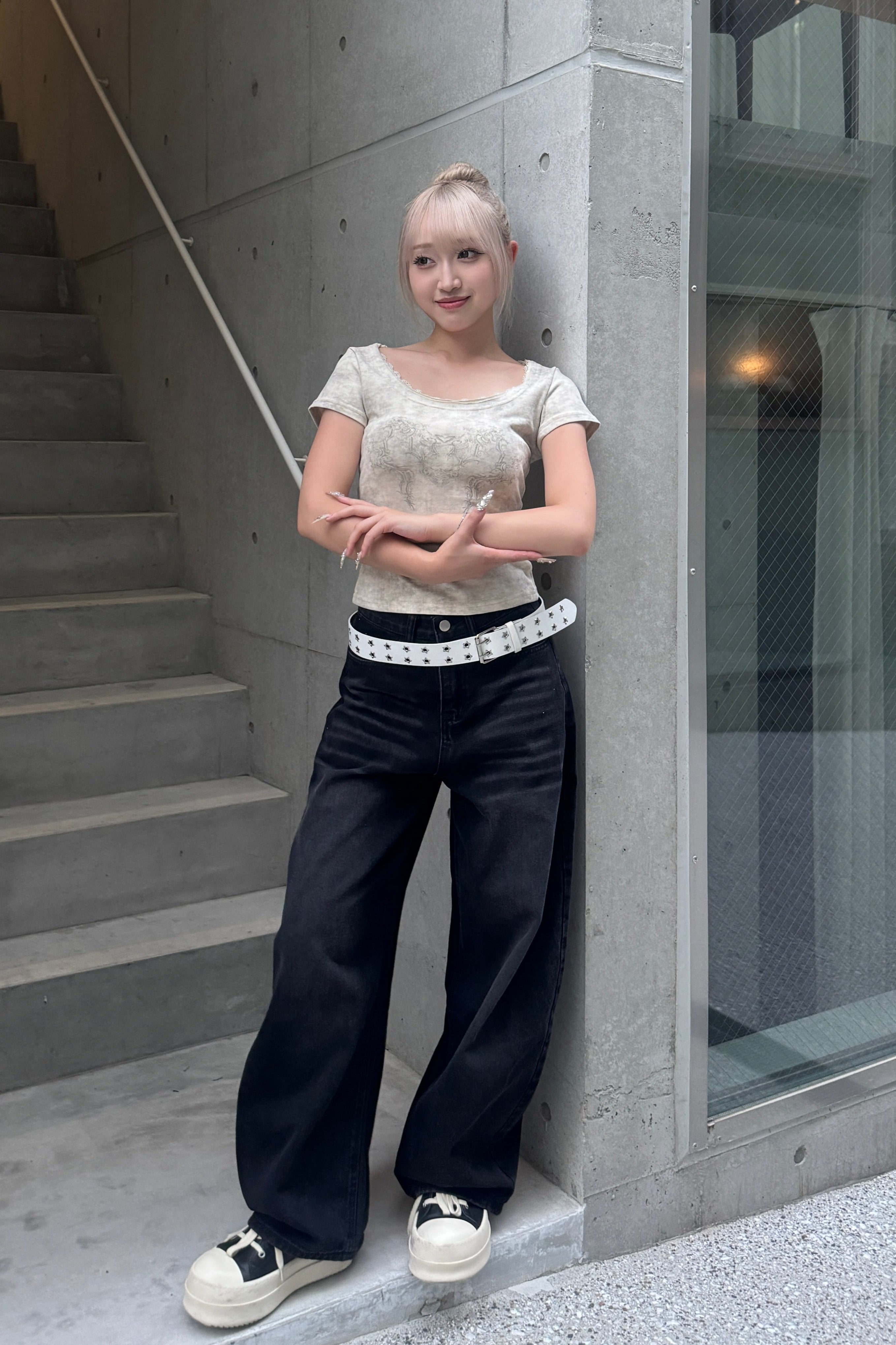 lace round neck T KSG20918