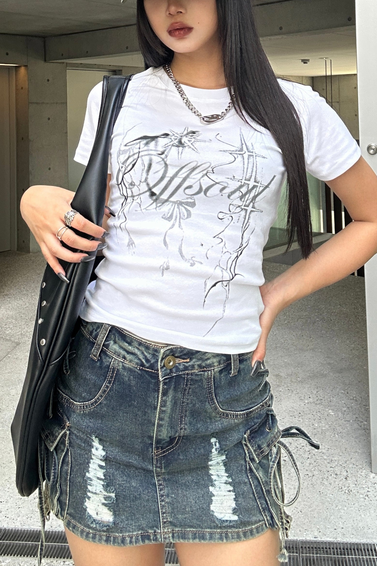 クロップドスタープリントTシャツ KSG20841