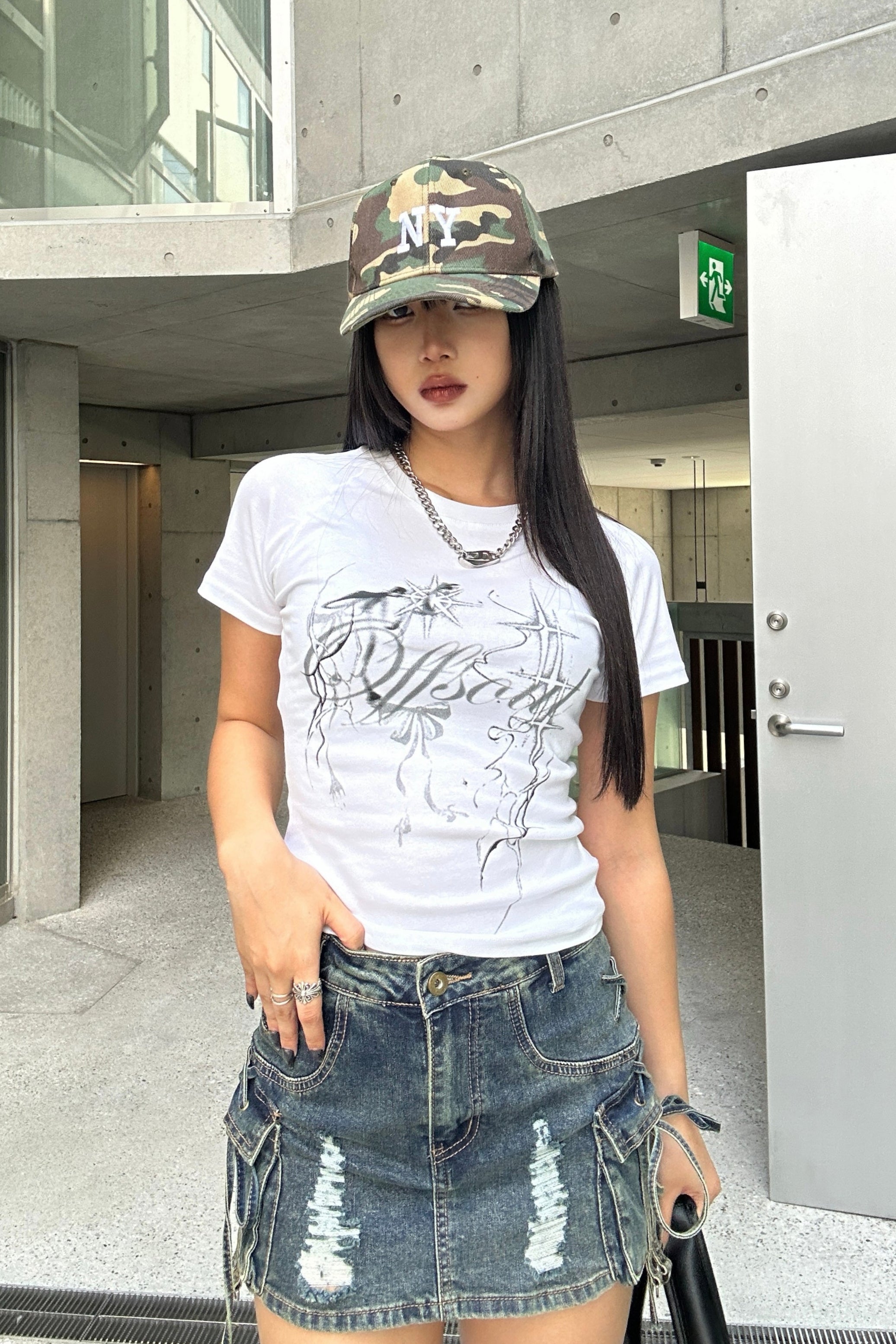 クロップドスタープリントTシャツ KSG20841