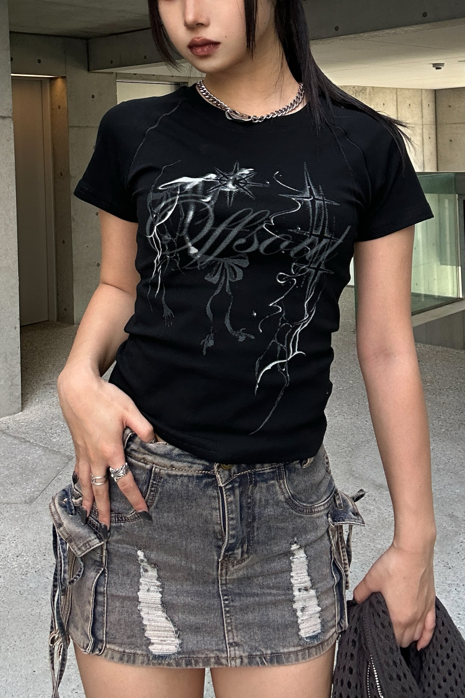 クロップドスタープリントTシャツ KSG20841