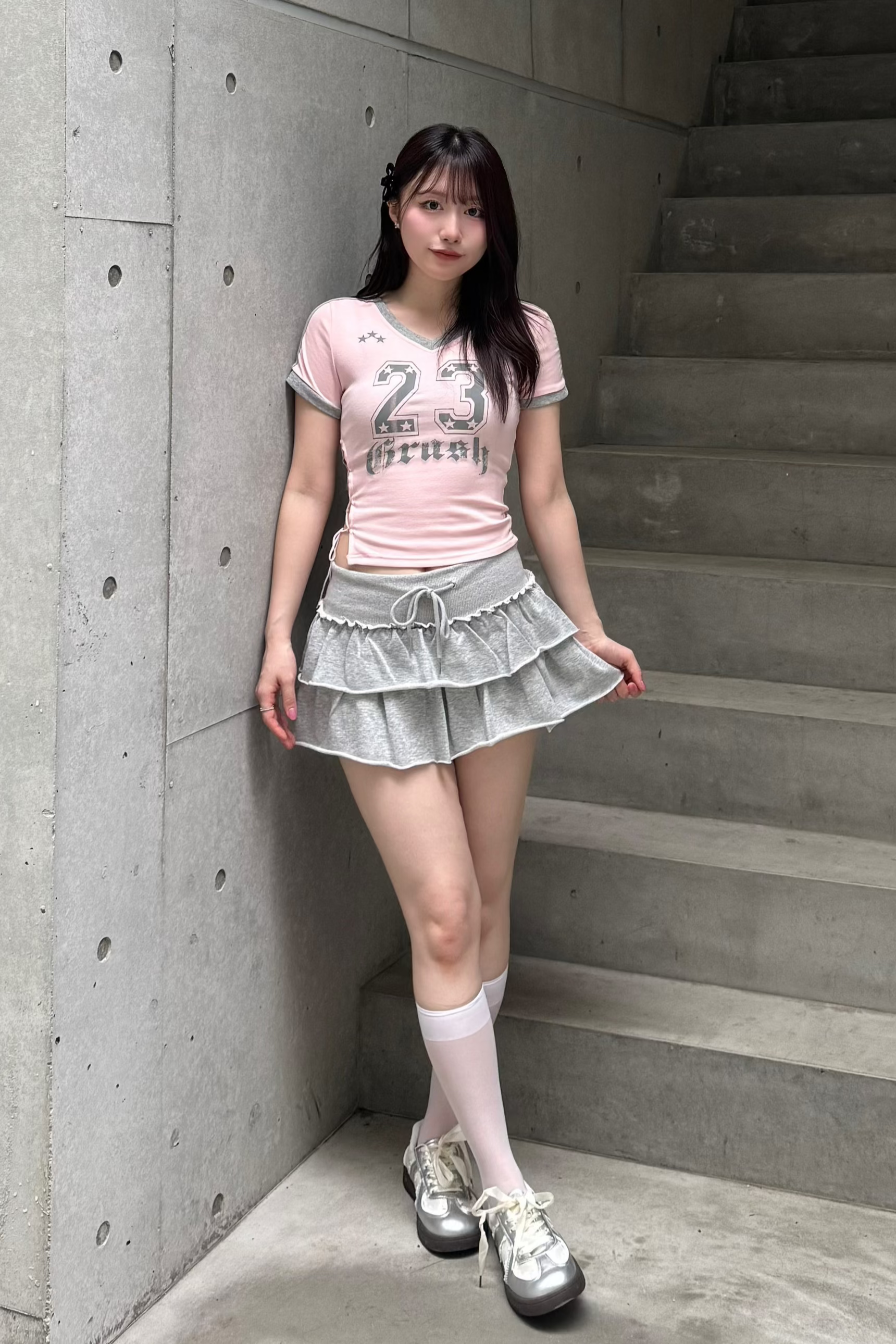 VネックナンバリングTシャツ KSG20848