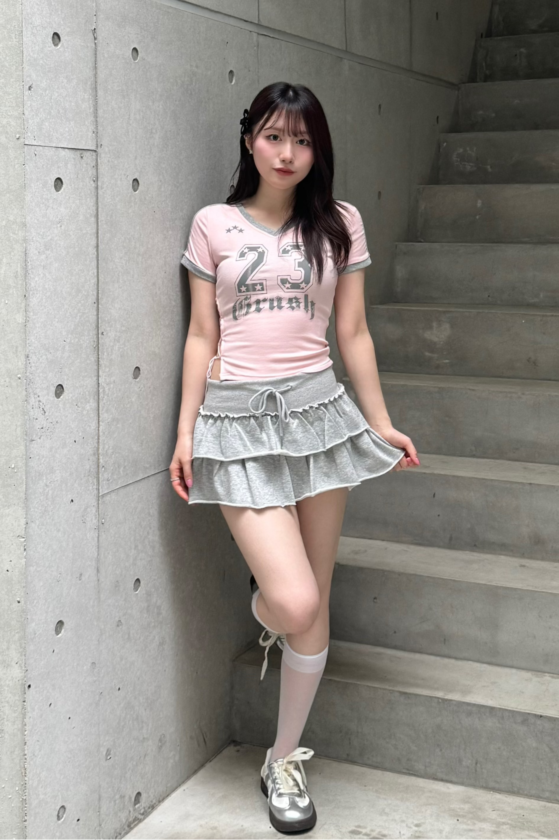 VネックナンバリングTシャツ KSG20848