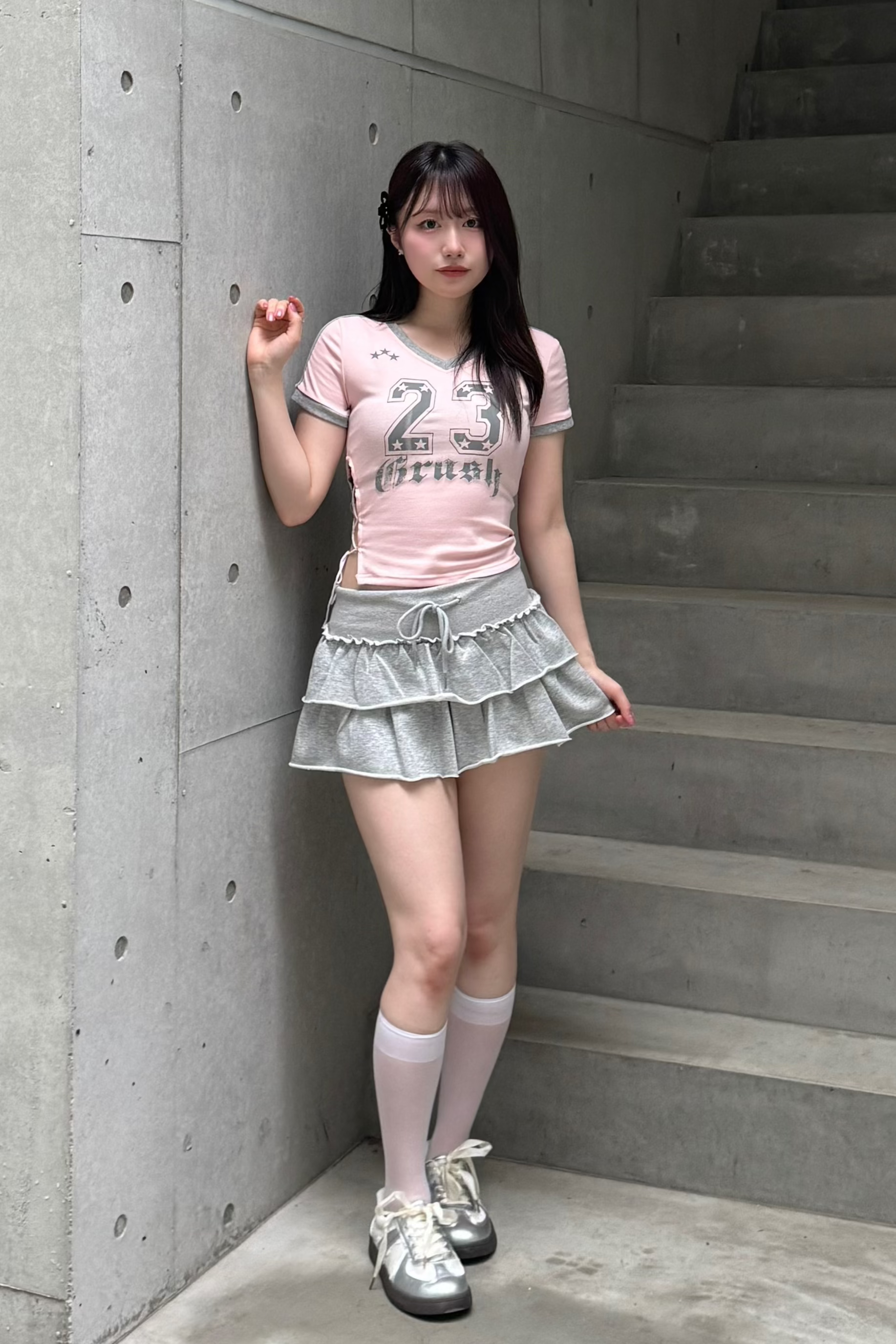 VネックナンバリングTシャツ KSG20848