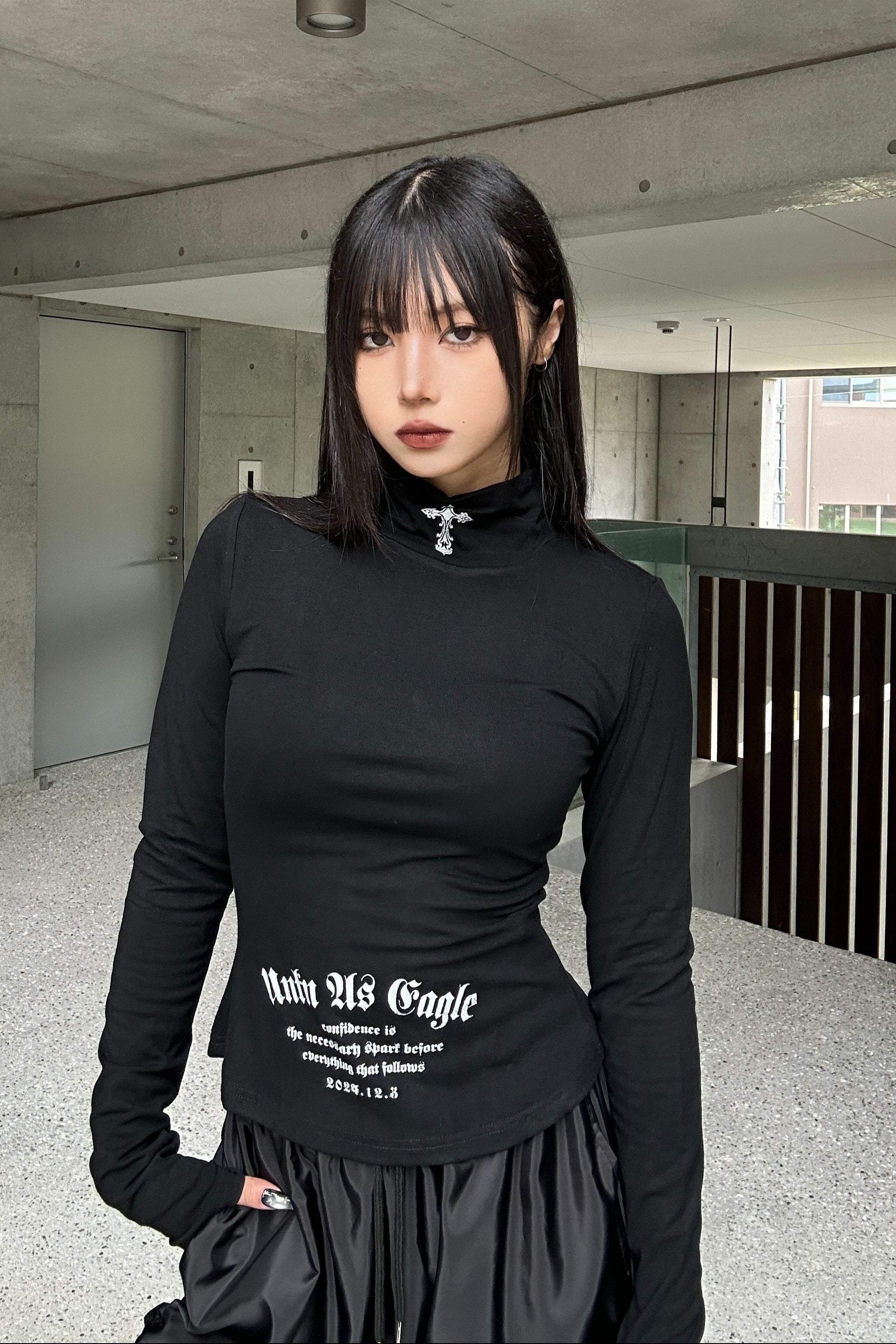 High Neck Gothic Top KSG21038