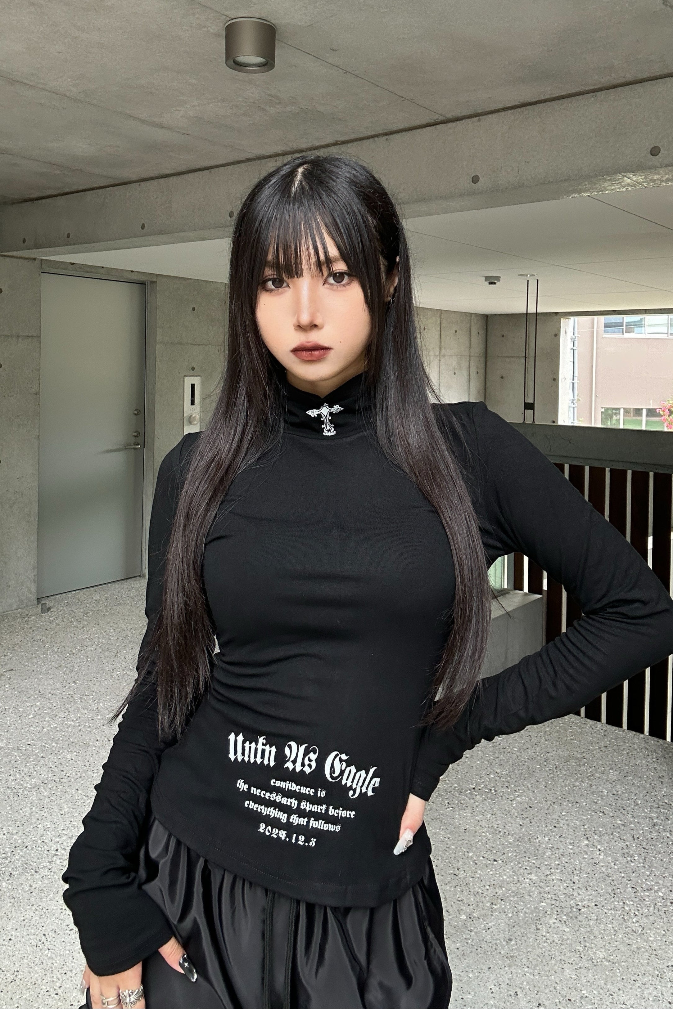 High Neck Gothic Top KSG21038