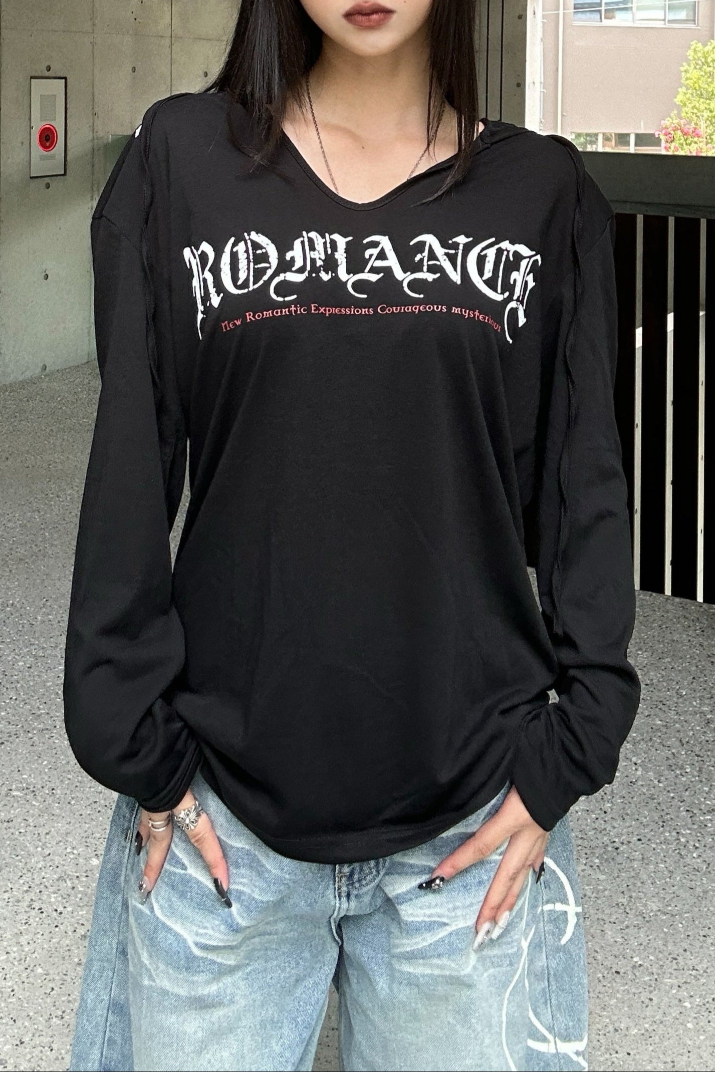 Shoulder Cross Hoodie Top KSG21035