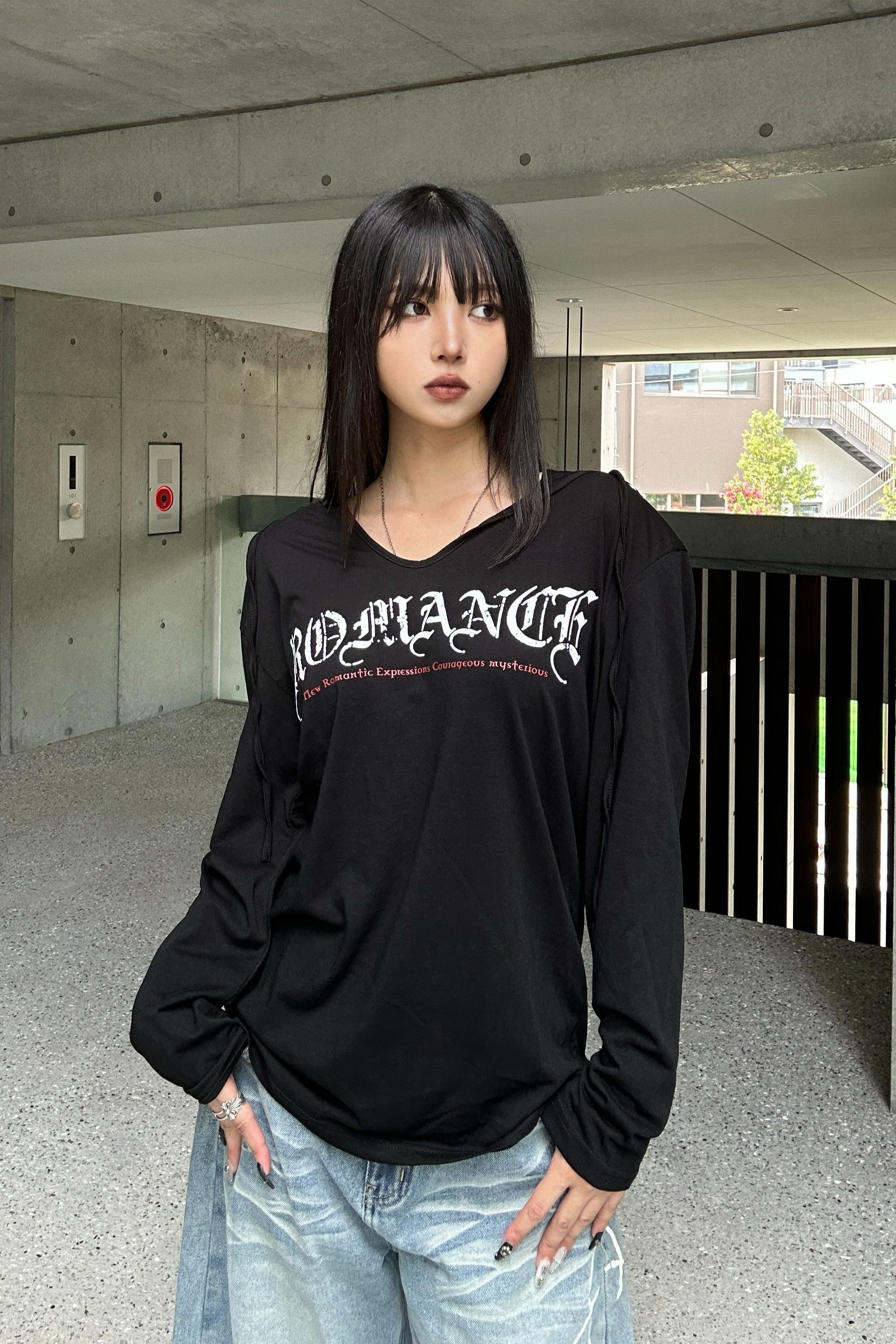 Shoulder Cross Hoodie Top KSG21035