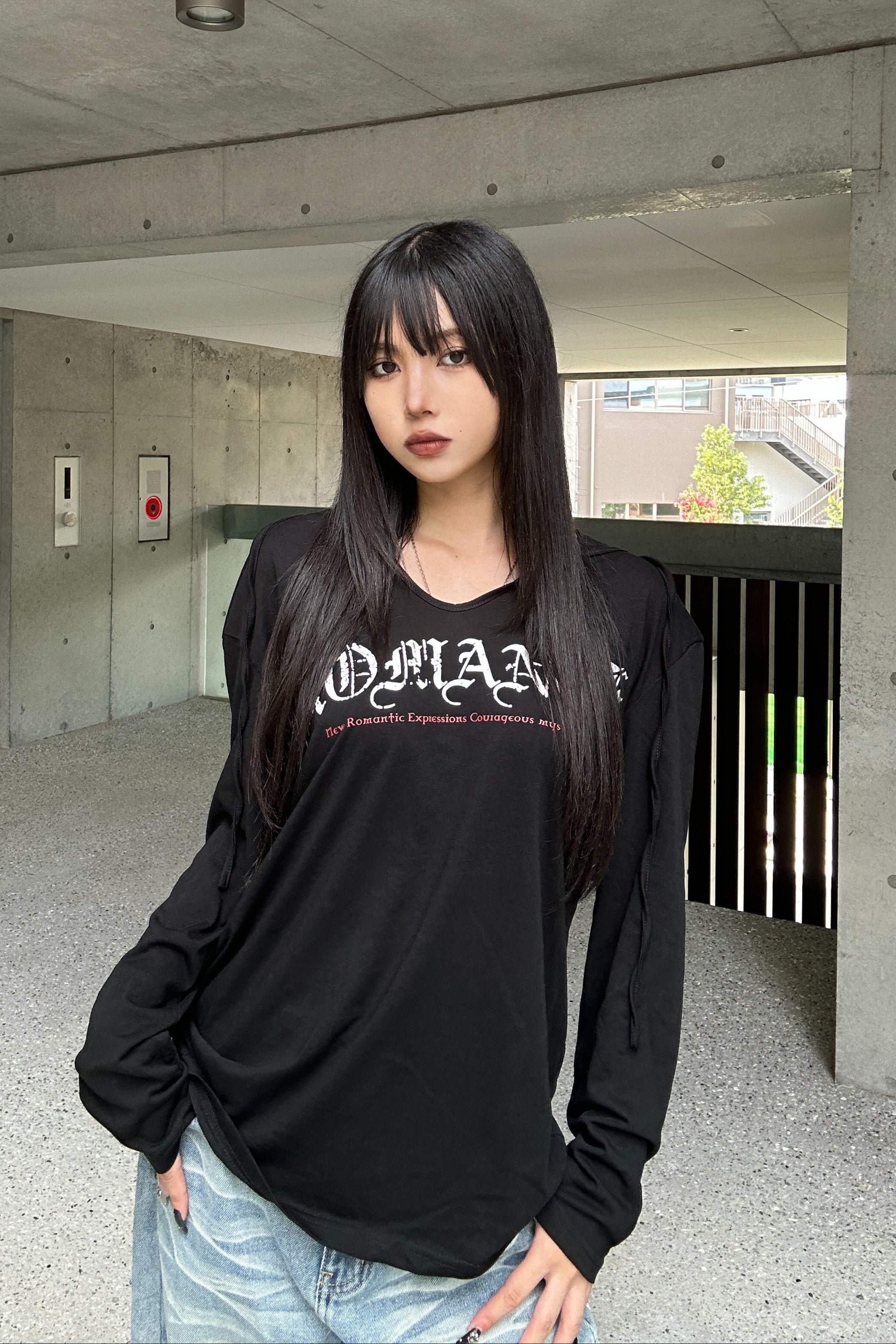Shoulder Cross Hoodie Top KSG21035