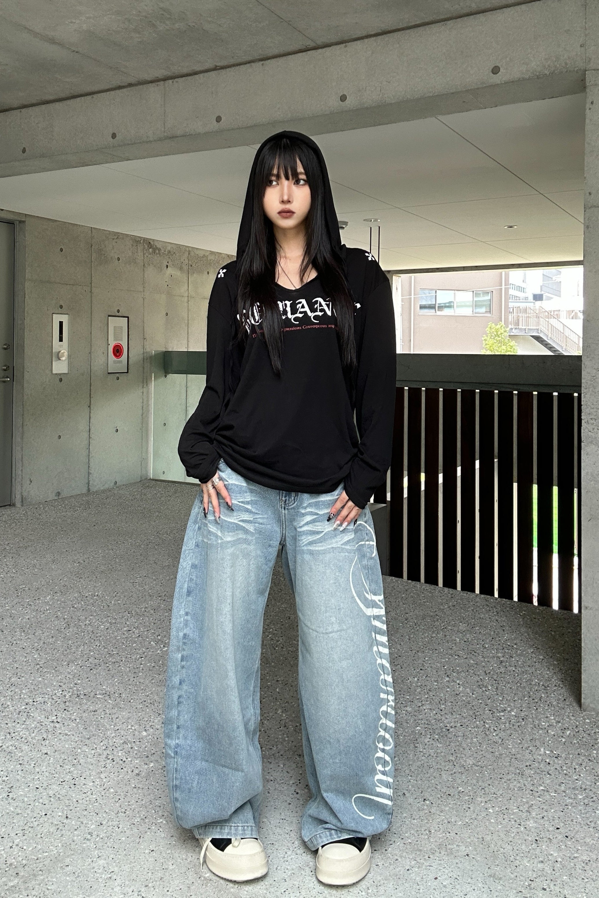 Shoulder Cross Hoodie Top KSG21035