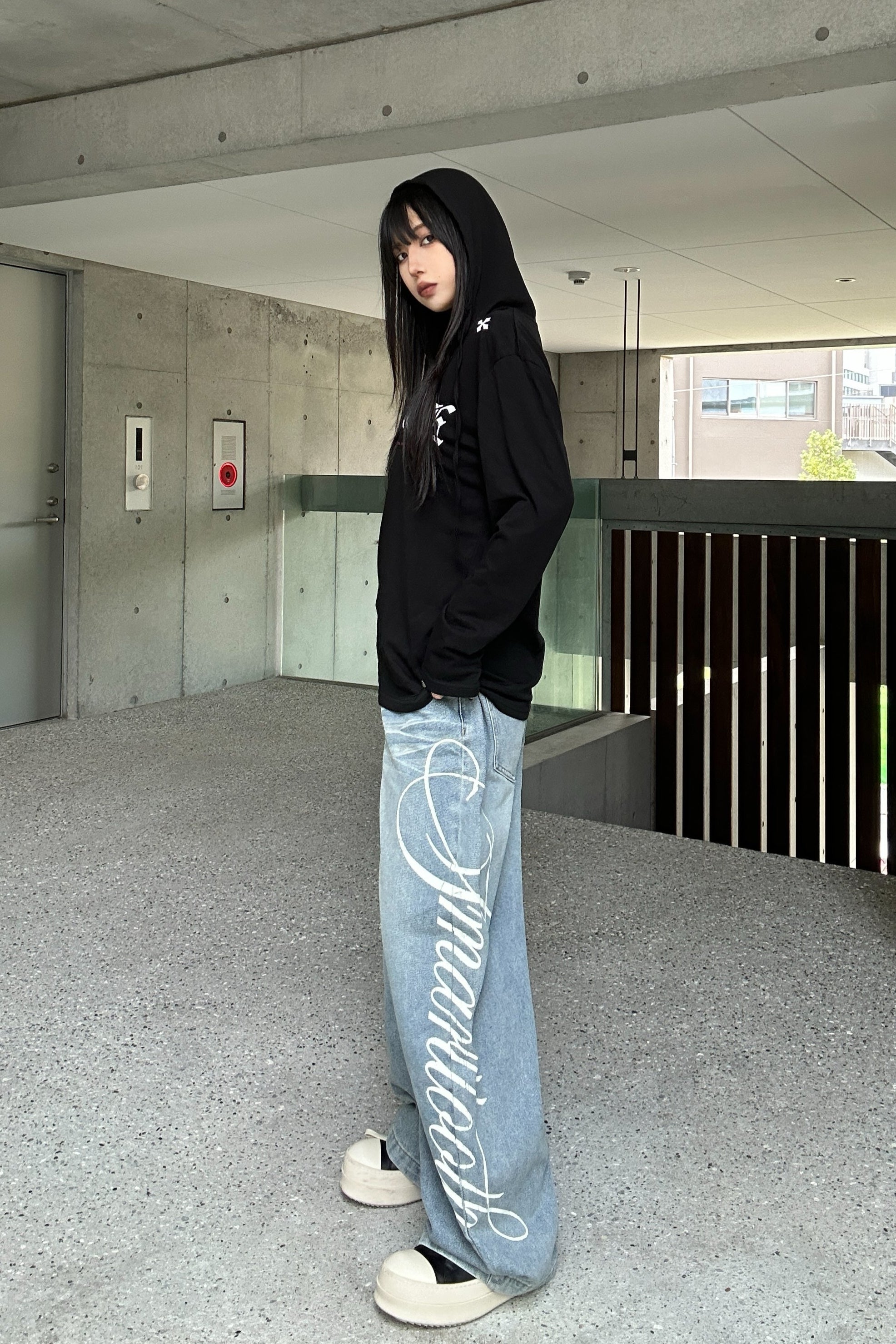 Shoulder Cross Hoodie Top KSG21035